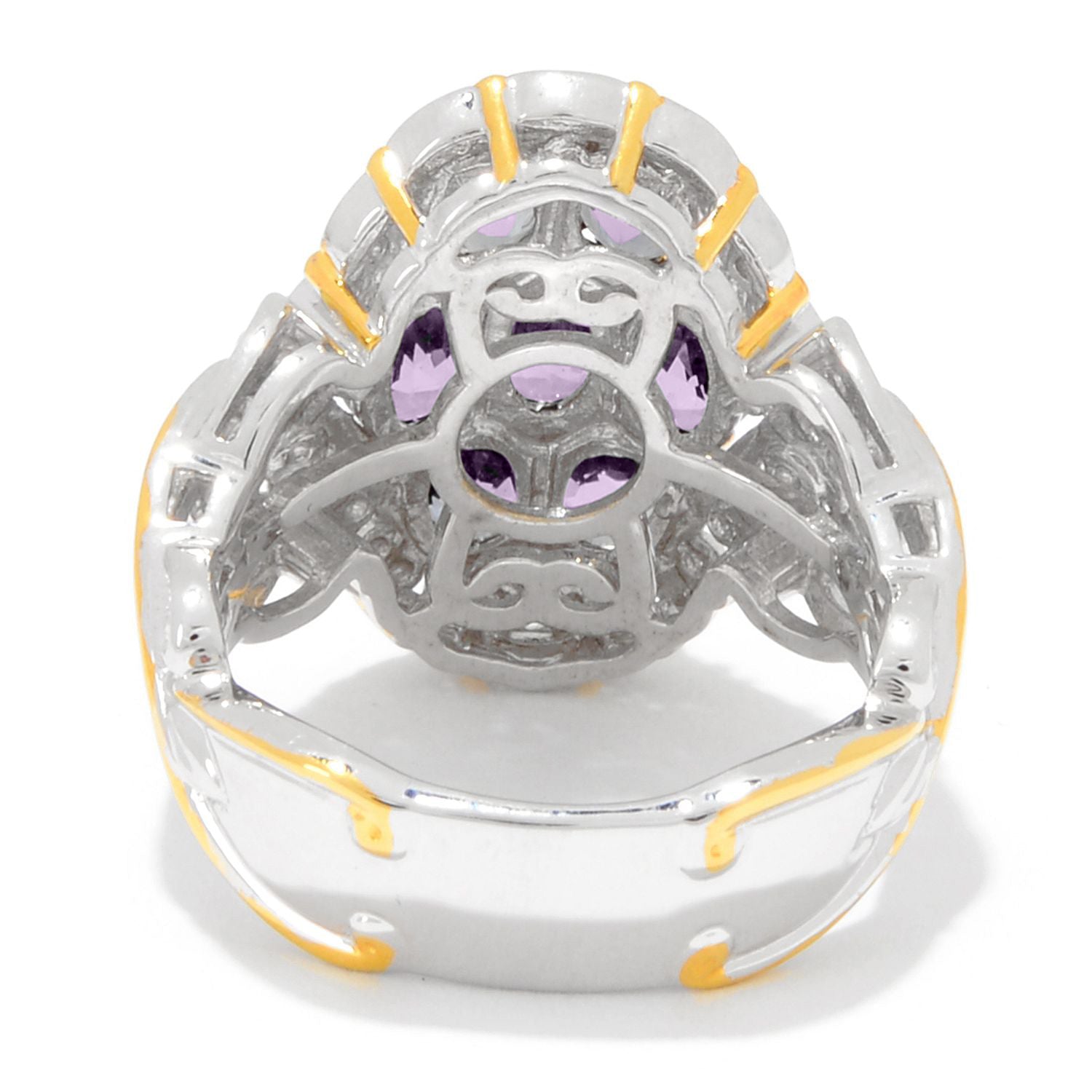 Gems en Vogue 3.68ctw Lavender Spinel & Red Spinel Cluster Ring