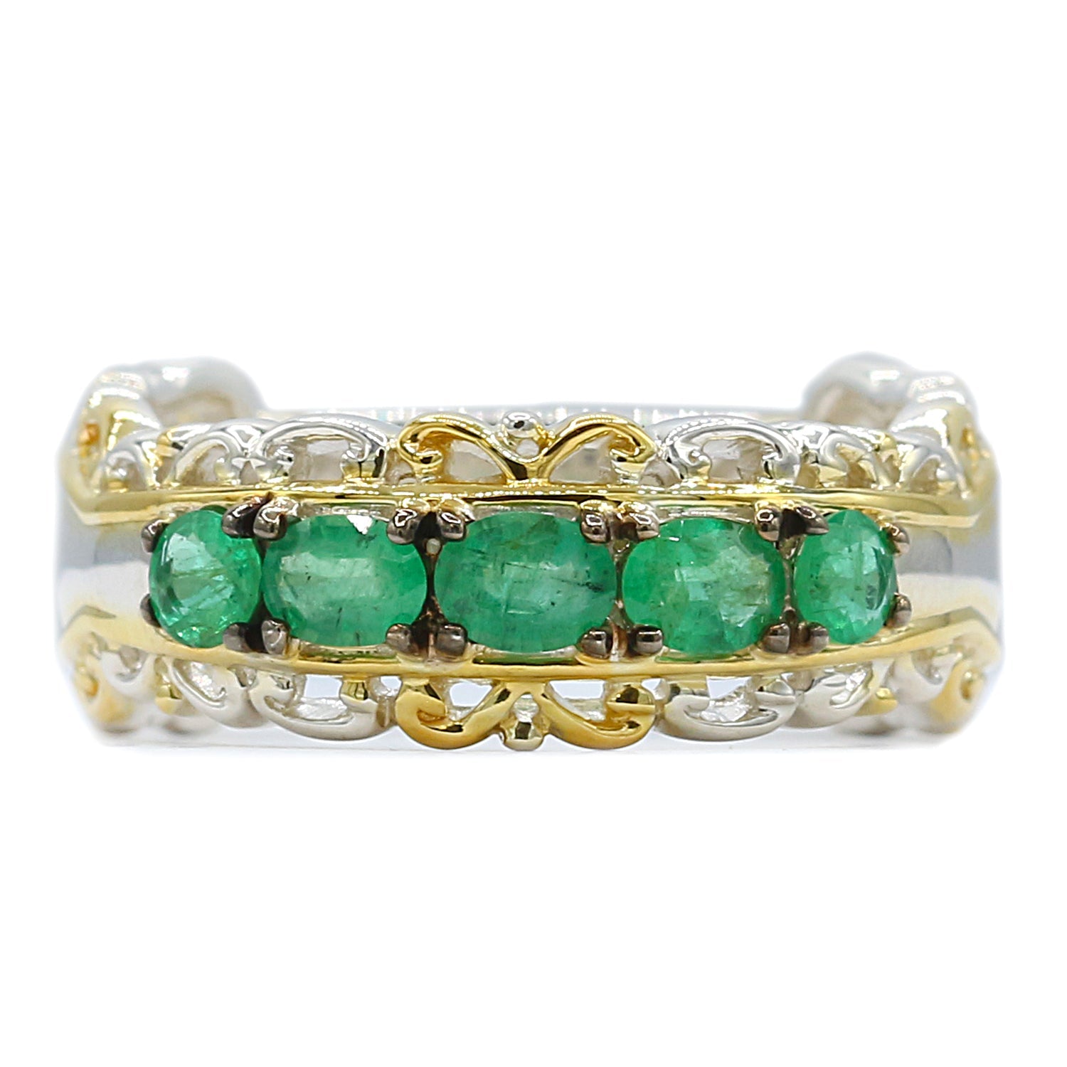 Gems en Vogue 0.75ctw Grizzly Emerald Five Stone Band Ring