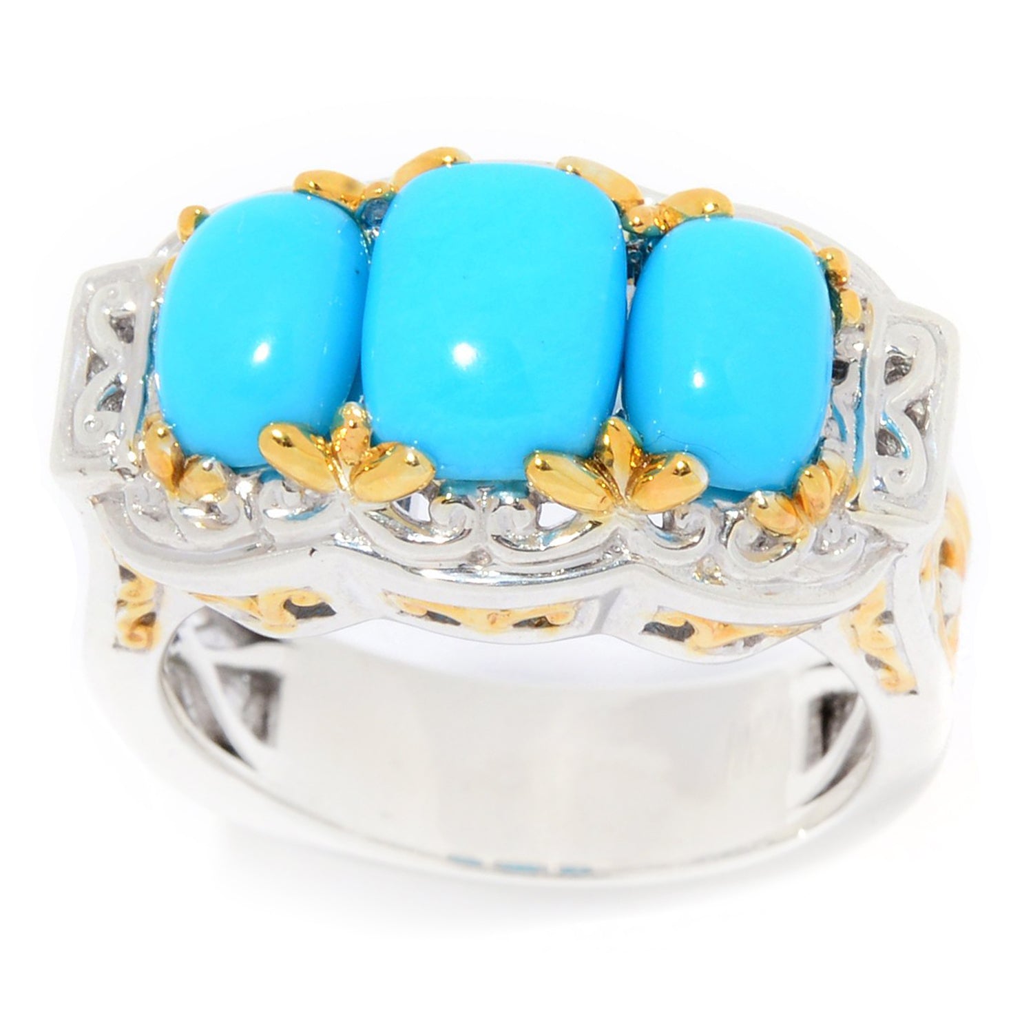 Gems en Vogue Sleeping Beauty Turquoise Three Stone Ring