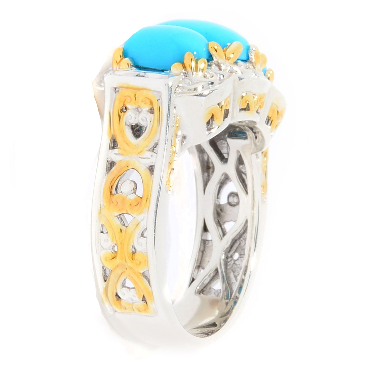 Gems en Vogue Sleeping Beauty Turquoise Three Stone Ring