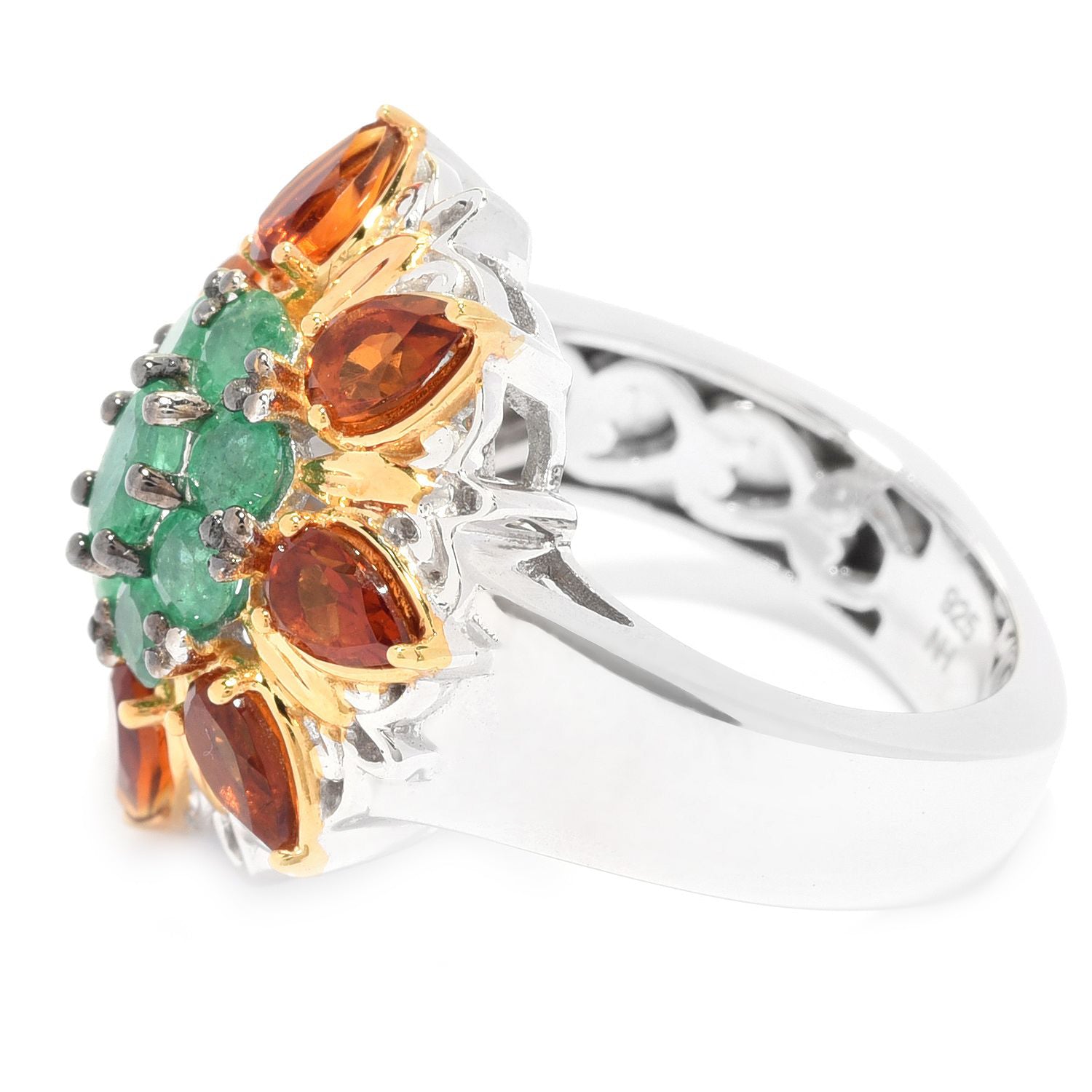 Gems en Vogue 2.06ctw Belmont Emerald & Madeira Citrine Flower Ring