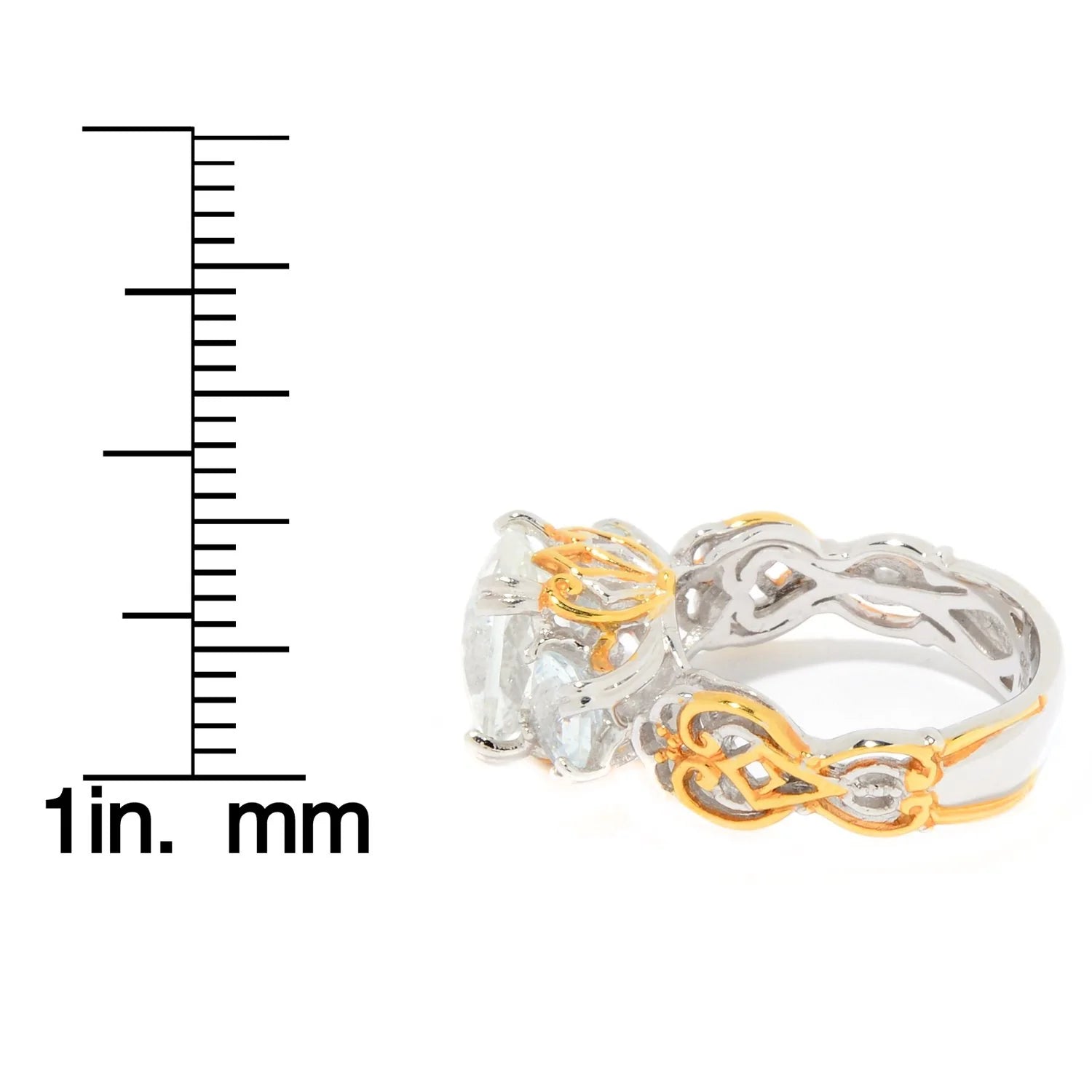 Gems en Vogue 3.56ctw Checkerboard Cut Goshenite Three Stone Ring