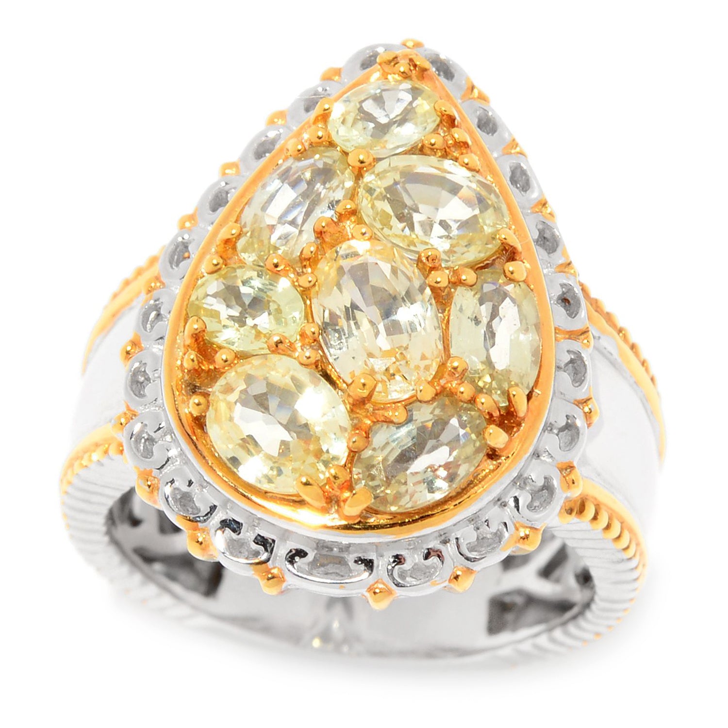 Gems en Vogue 2.87ctw Champagne Sapphire Cluster Ring