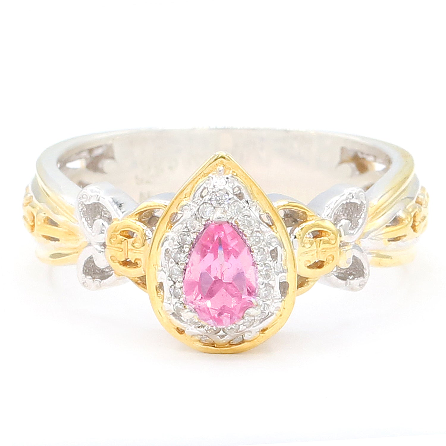 Gems en Vogue 0.92ctw Pink Spinel & White Zircon Halo Ring