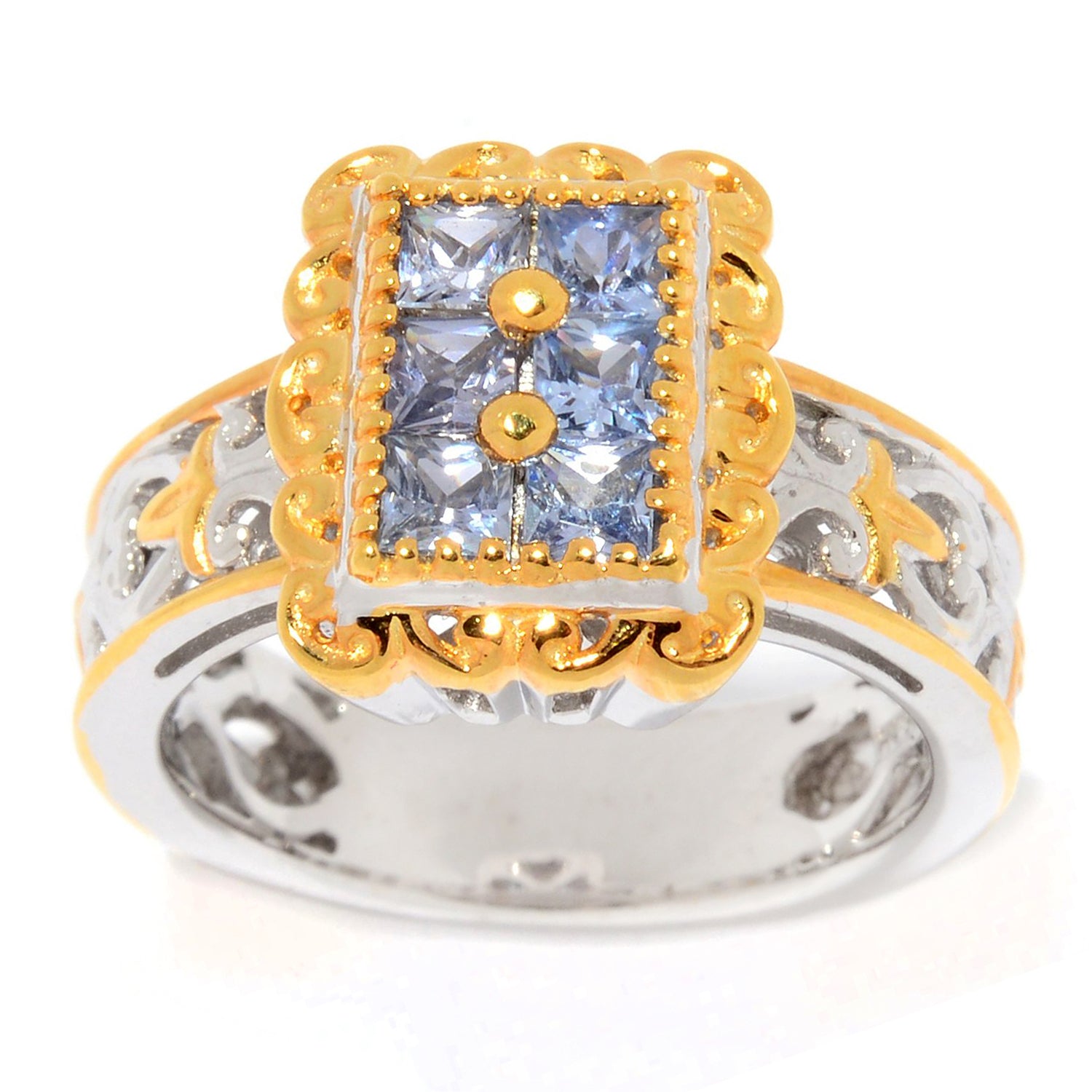 Gems en Vogue 1.05ctw Princess Cut Blue Sapphire Ring