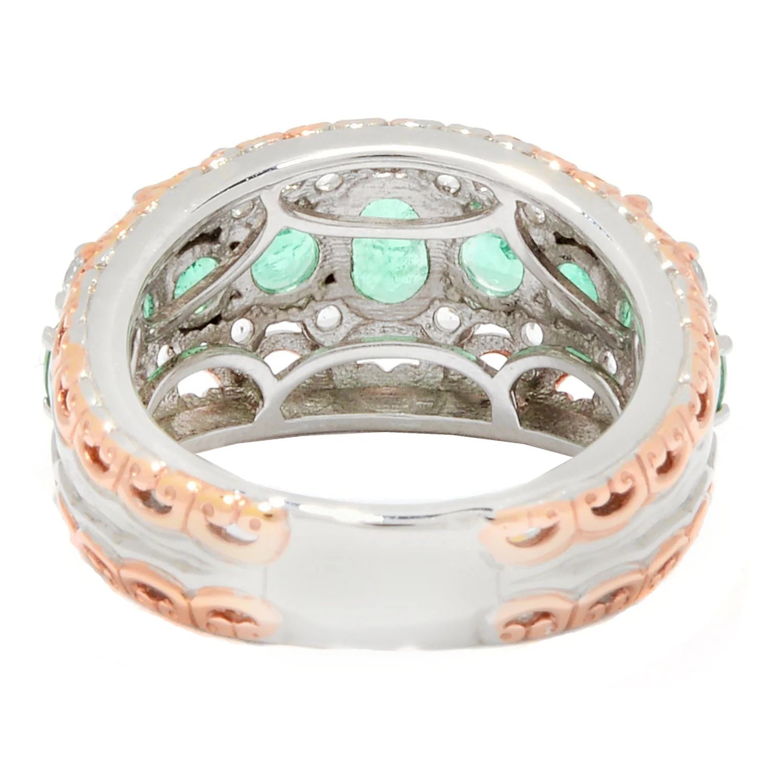 Gems en Vogue 2.44ctw Grizzly Emerald & White Zircon Ring