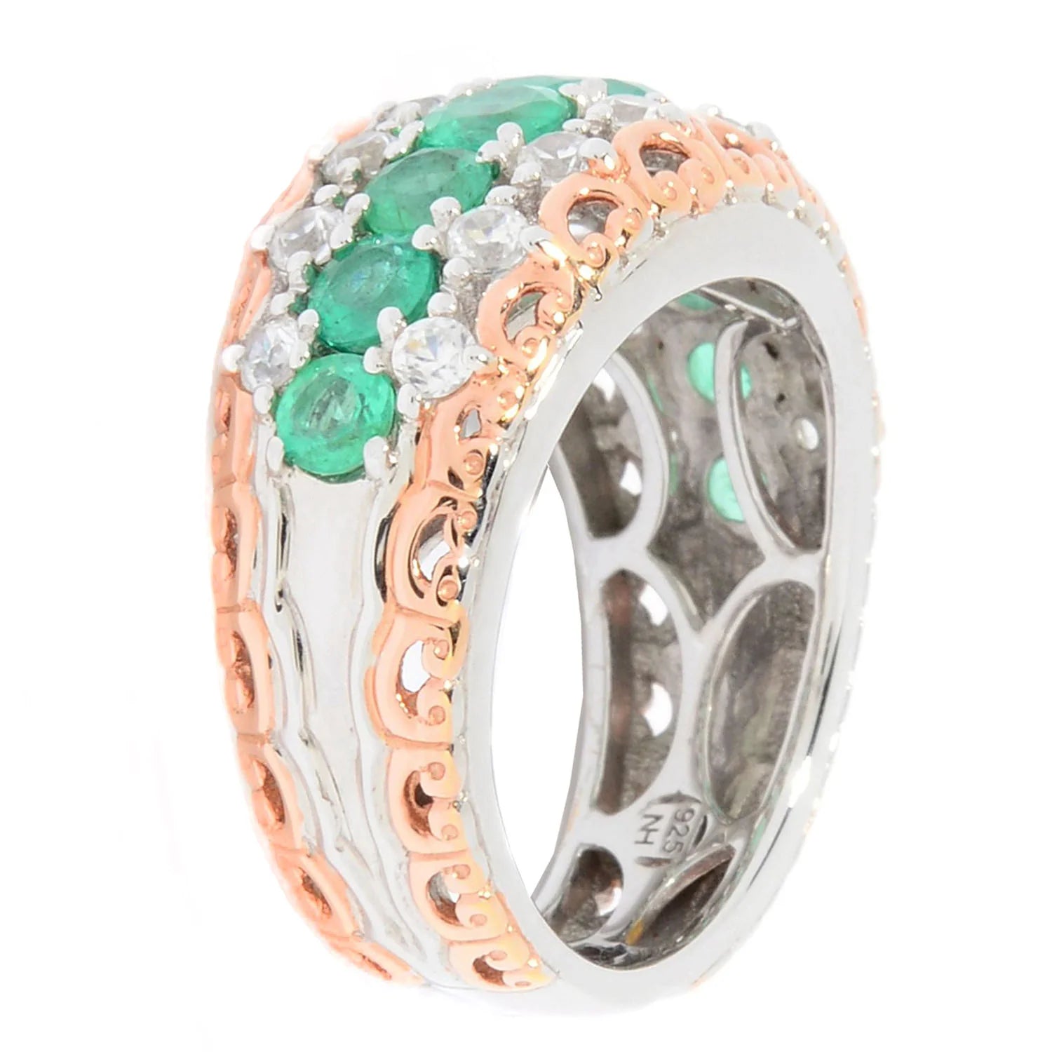 Gems en Vogue 2.44ctw Grizzly Emerald & White Zircon Ring