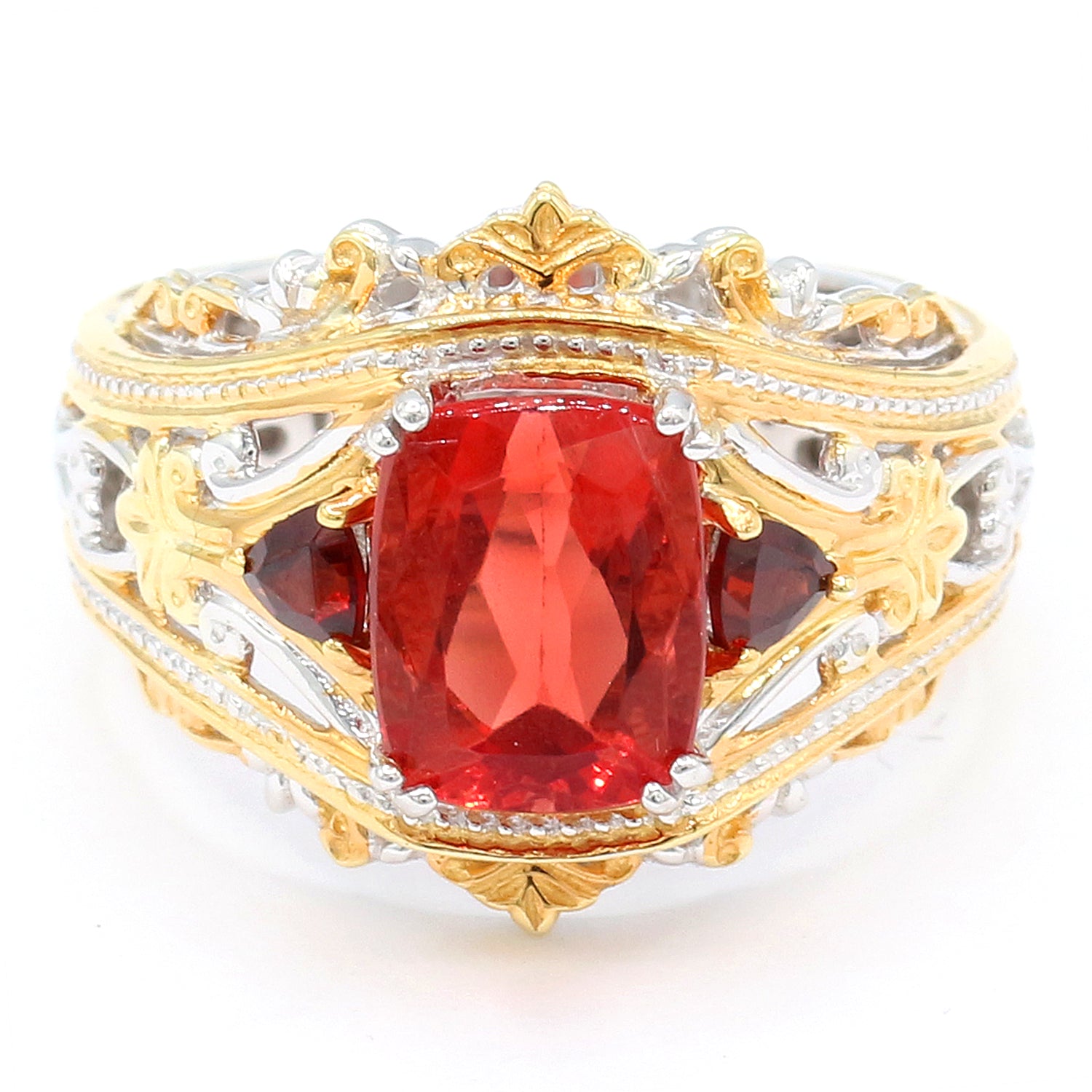 Gems en Vogue 1.85ctw Red Fluorite & Garnet Ring