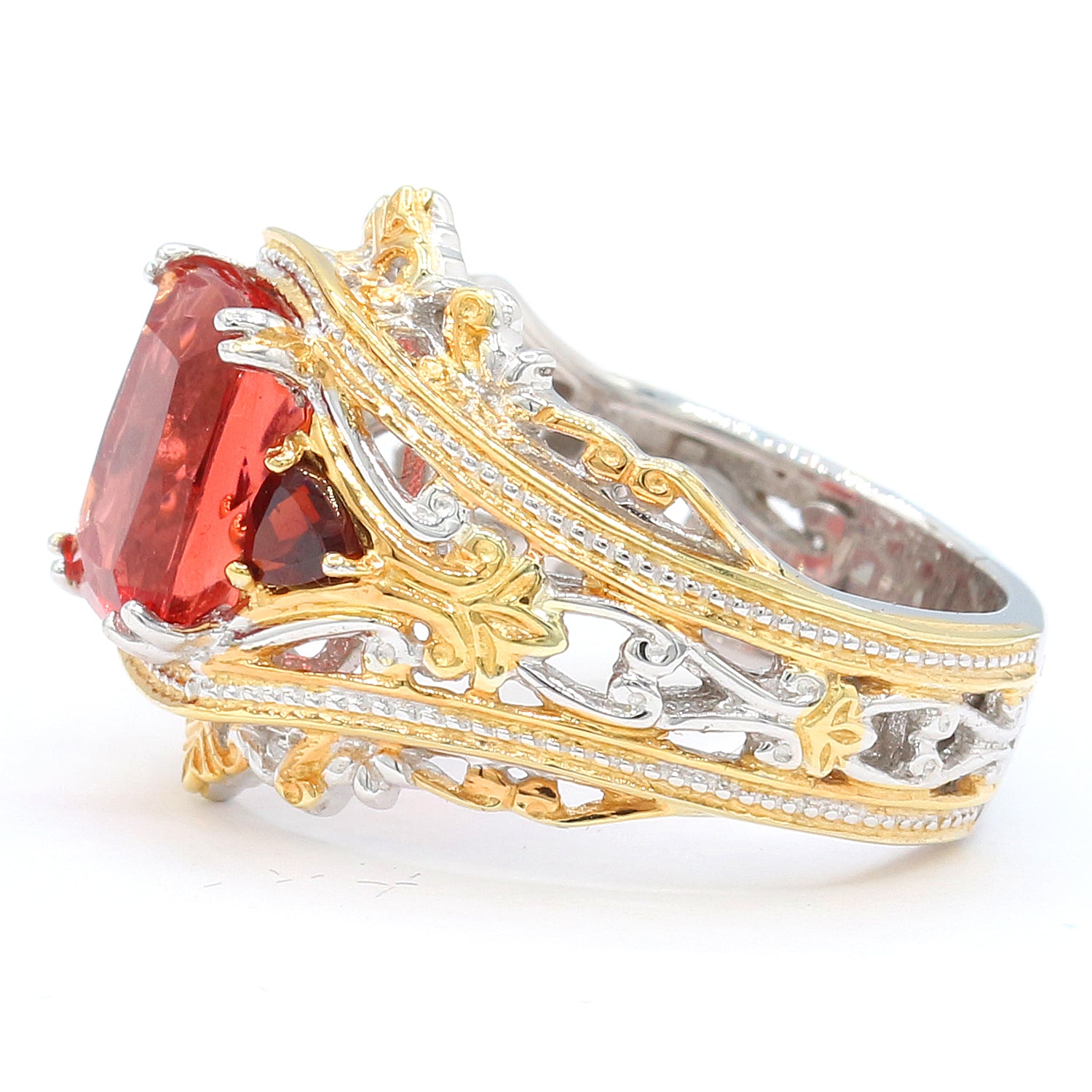 Gems en Vogue 1.85ctw Red Fluorite & Garnet Ring