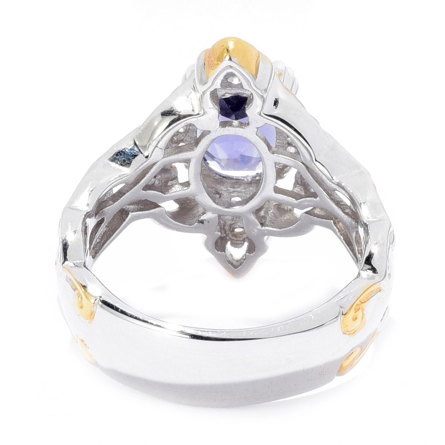 Gems en Vogue 3.04ctw Oval Cut Blue Amethyst & White Zircon Mini Cocktail Ring