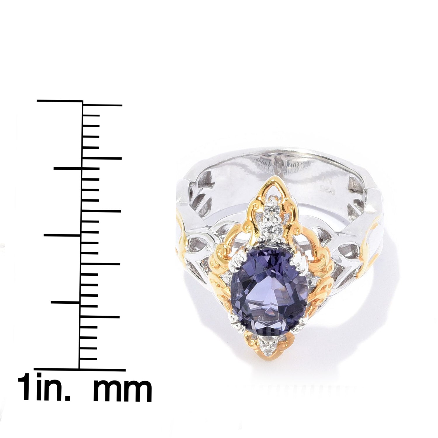 Gems en Vogue 3.04ctw Oval Cut Blue Amethyst & White Zircon Mini Cocktail Ring