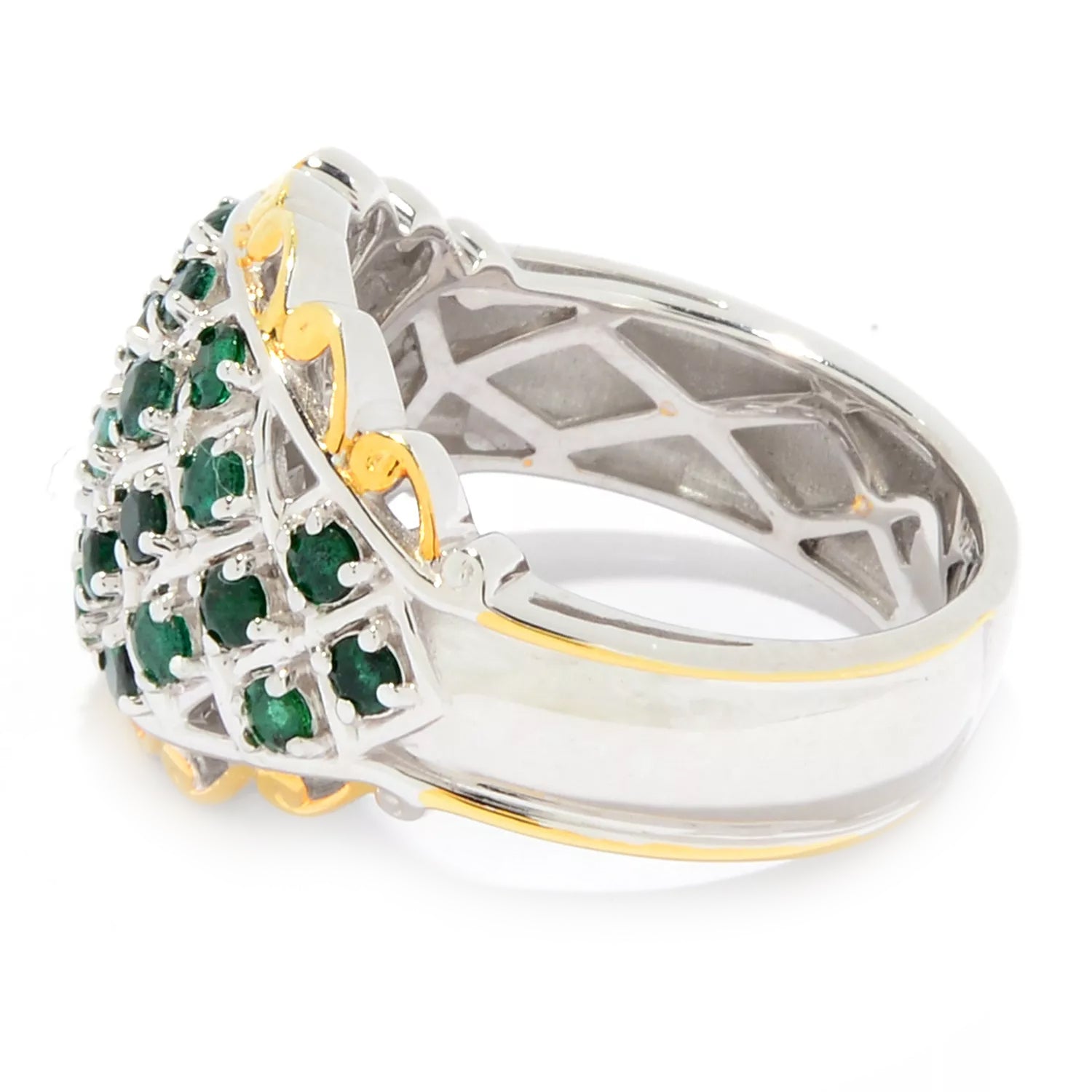 Gems en Vogue 0.75ctw Grizzly Emerald Woven Lattice Band Ring