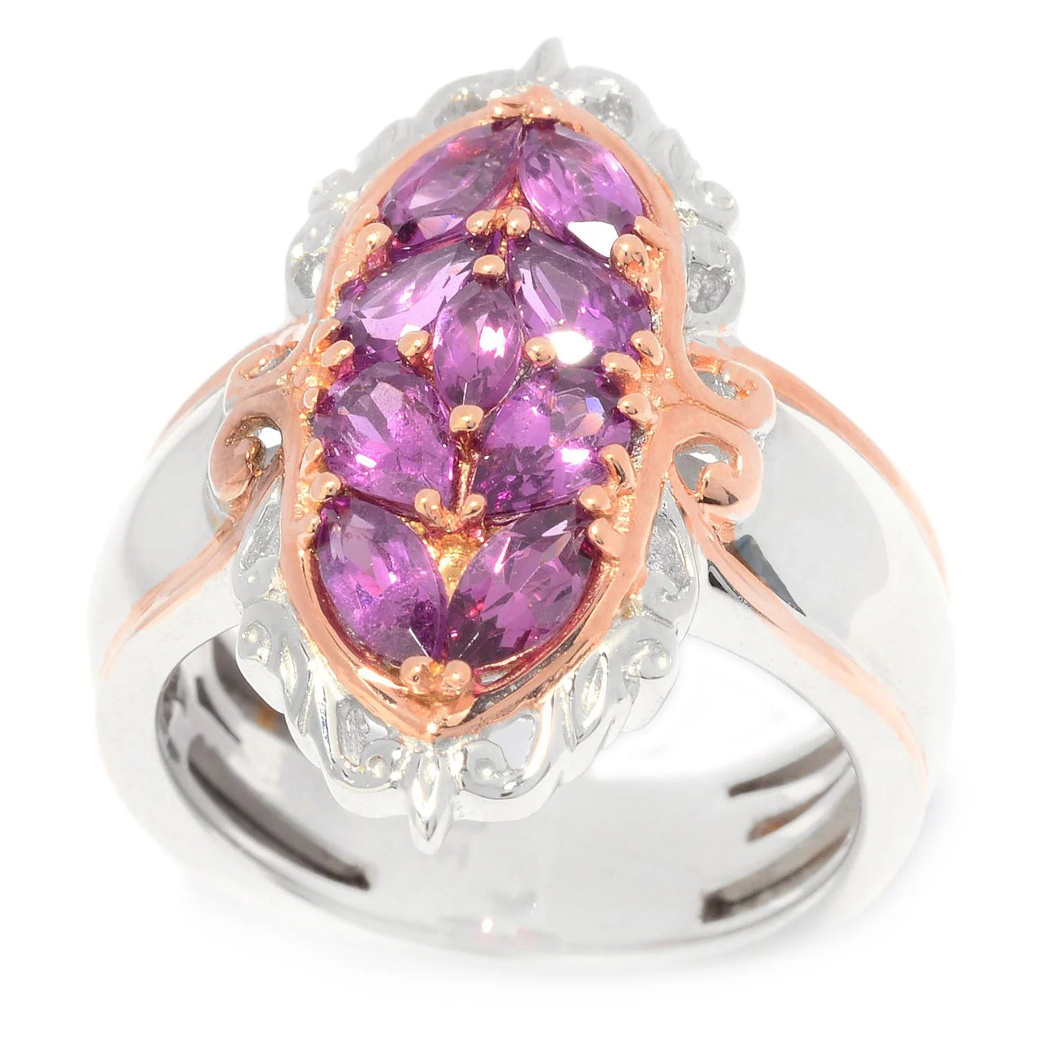 Gems en Vogue 1.95ctw Purple Garnet Cluster Ring
