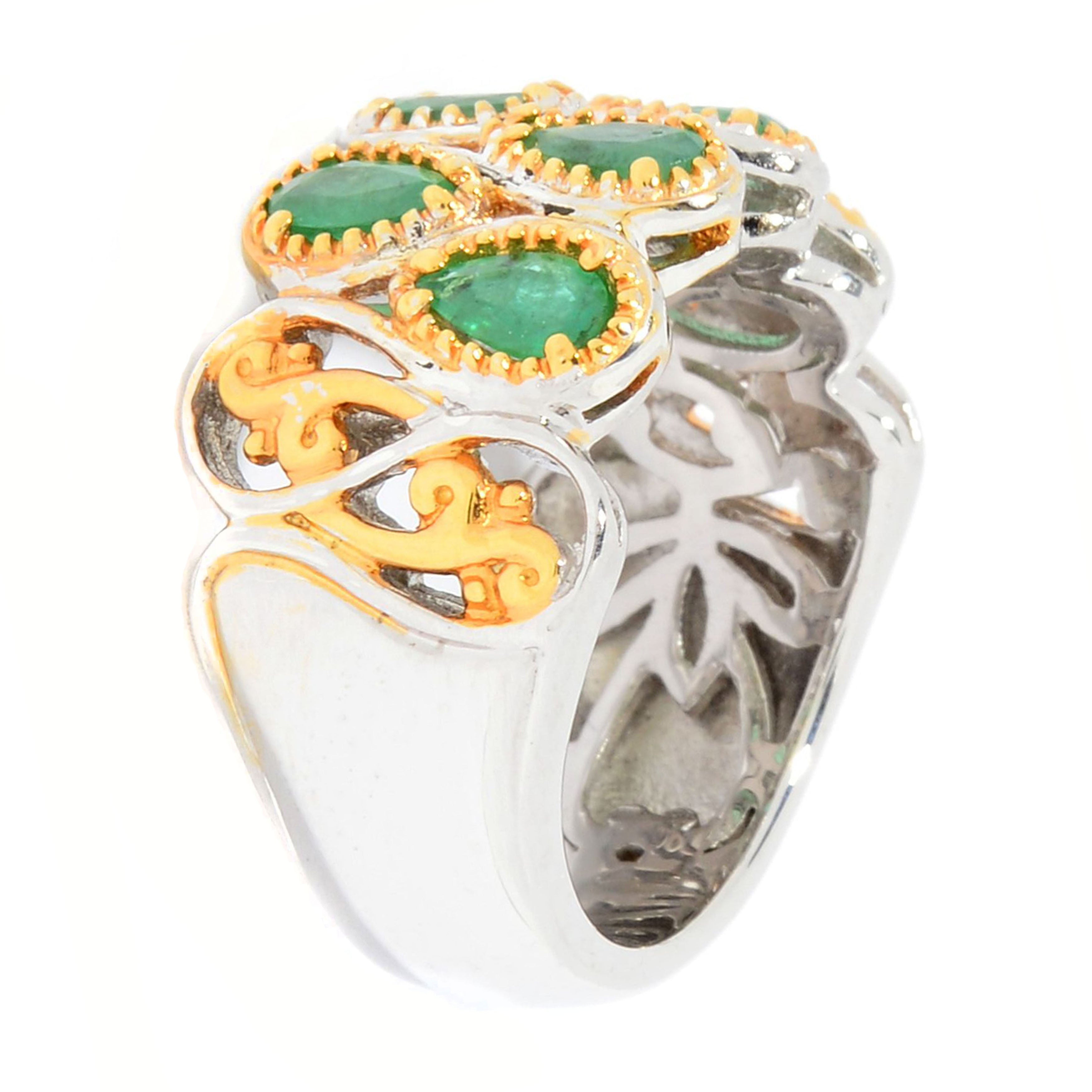 Gems en Vogue 1.29ctw Grizzly Emerald 7-Stone Band Ring