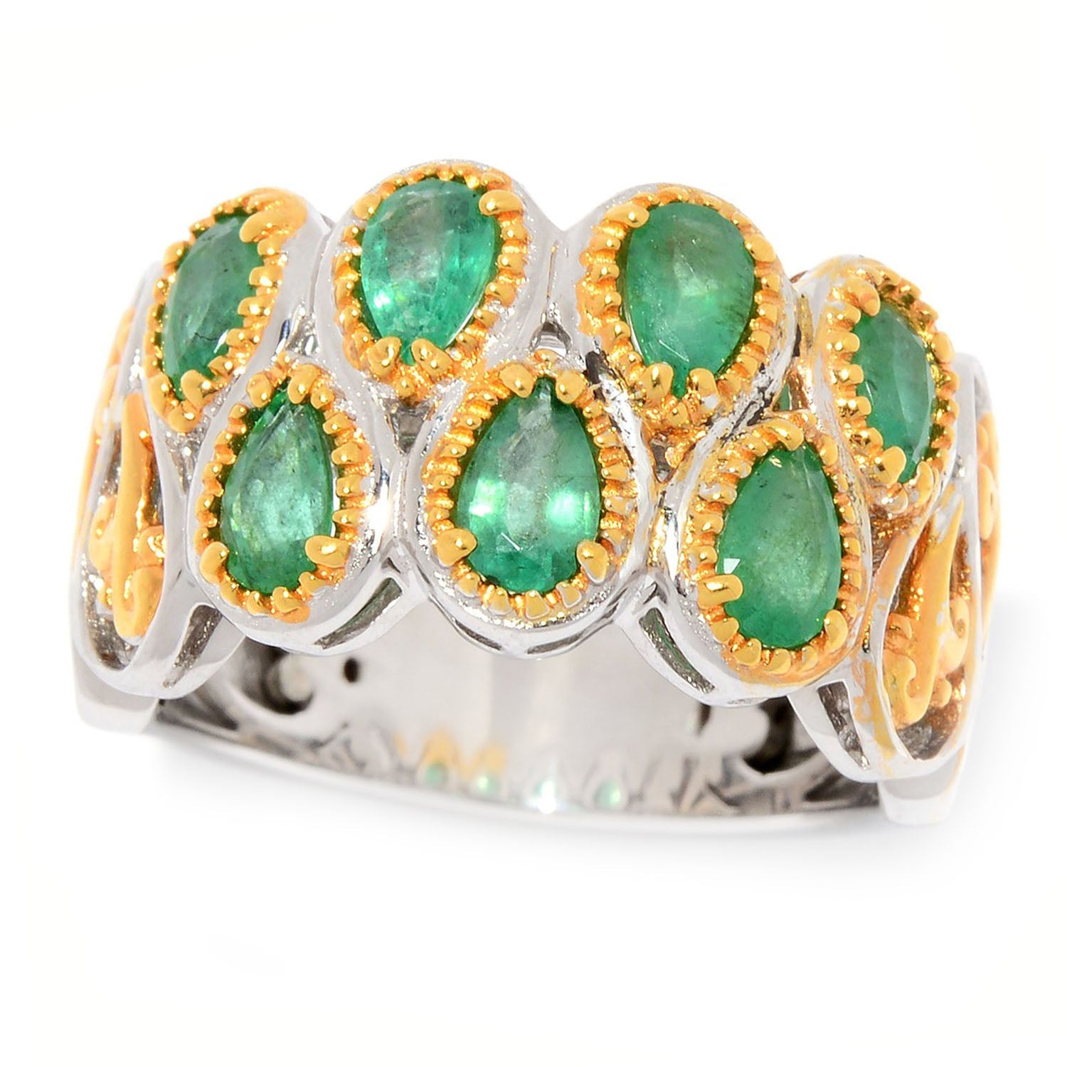 Gems en Vogue 1.29ctw Grizzly Emerald 7-Stone Band Ring