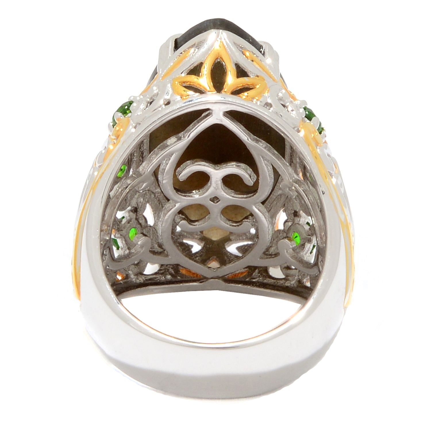Gems en Vogue 24K Palladium Silver Spectrolite & Chrome Diopside Ring