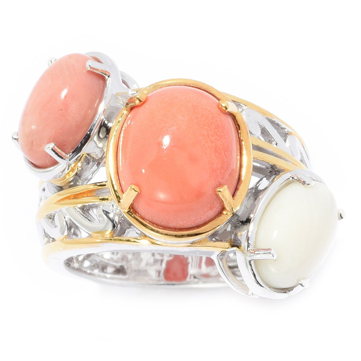Gems en Vogue Salmon, Pink & White Coral Ring