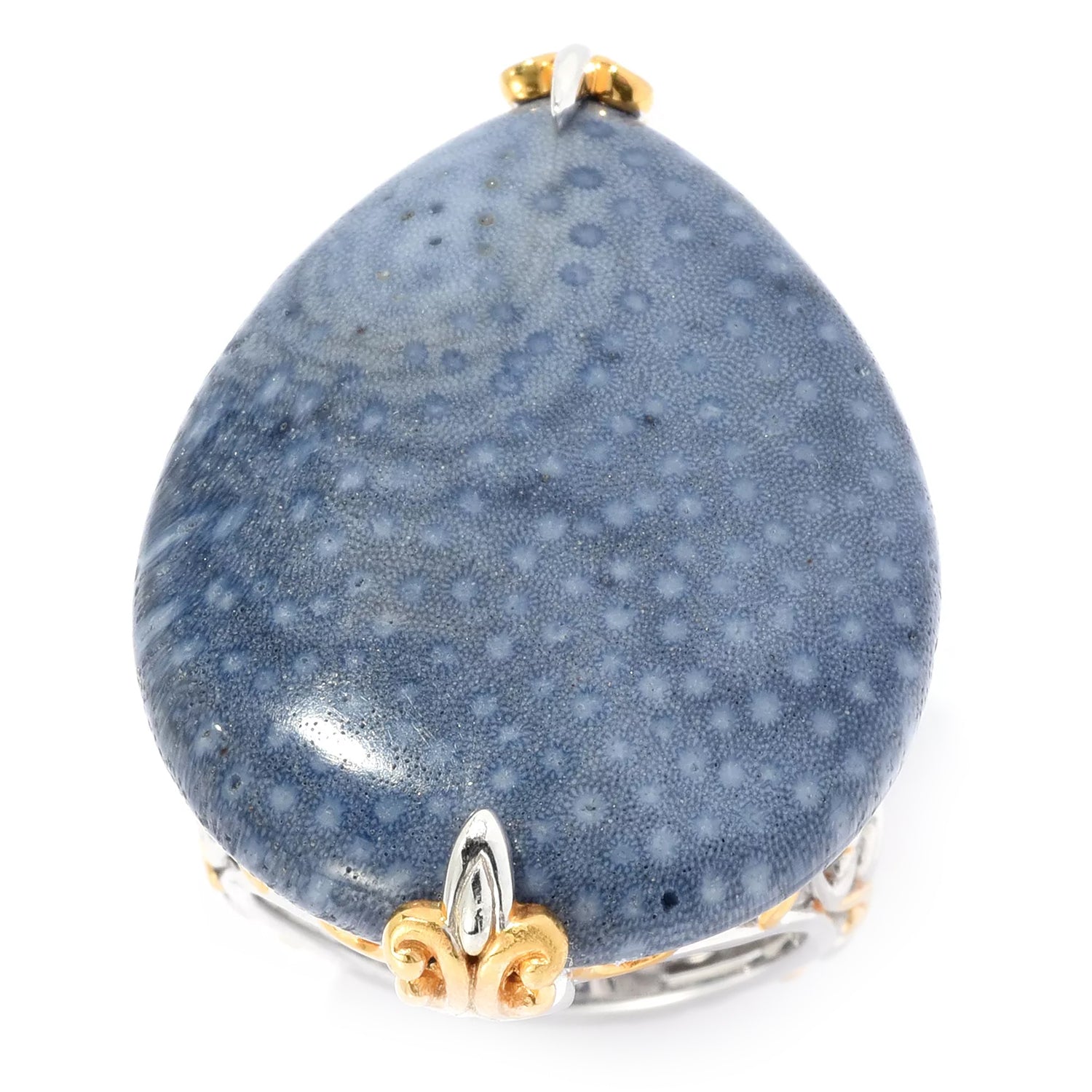 Gems en Vogue Pear Bead Blue Coral Ring