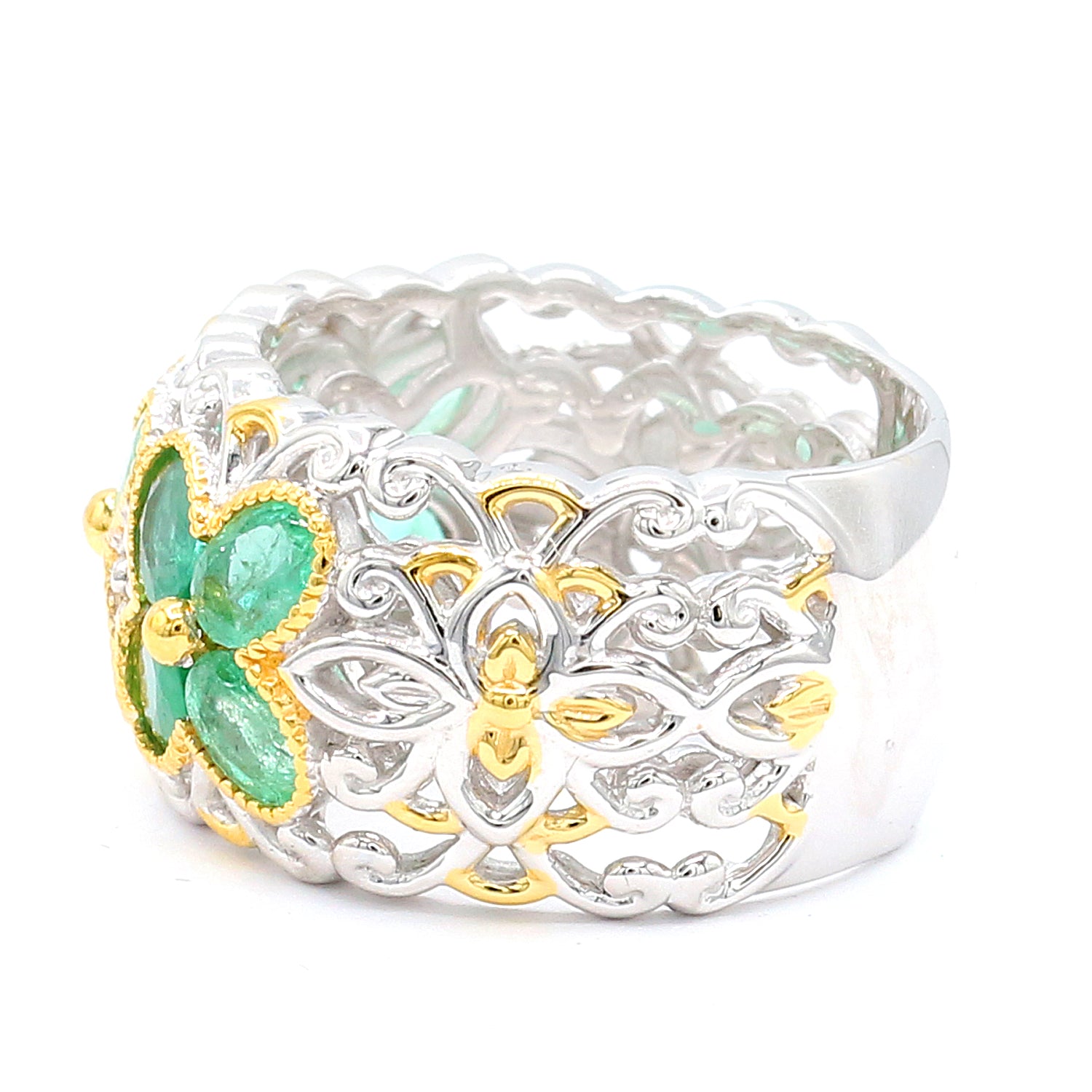 Gems en Vogue 2.64ctw Grizzly Emerald Band Ring