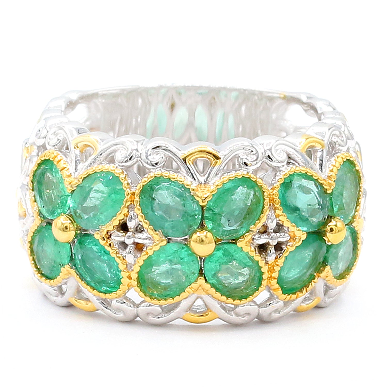 Gems en Vogue 2.64ctw Grizzly Emerald Band Ring