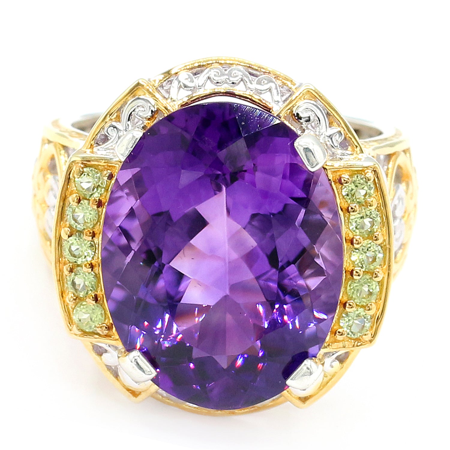 Gems en Vogue Namibian Amethyst Peridot Ring
