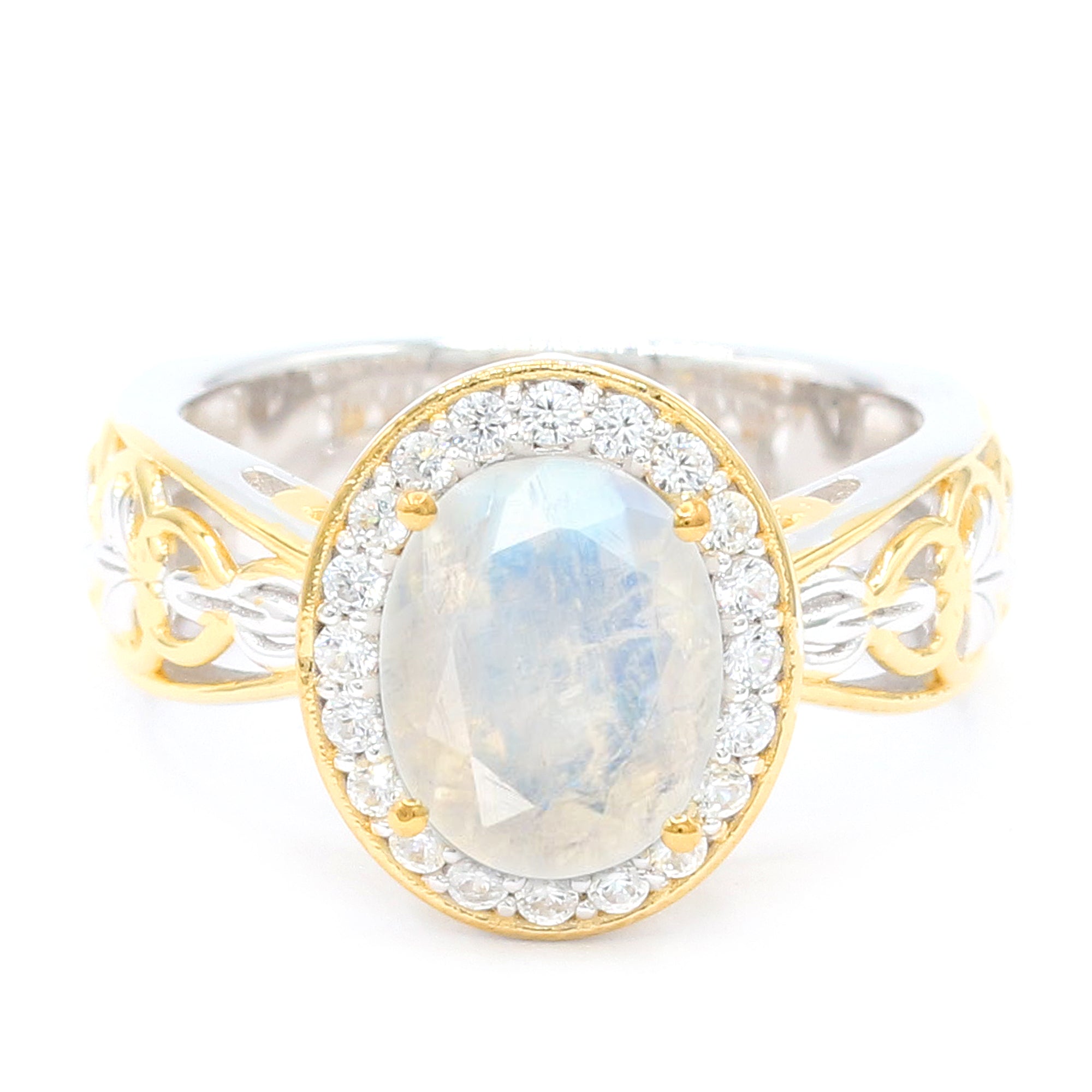 Gems en Vogue 24K Palladium Silver 2.78ctw White Moonstone & White Zircon Ring