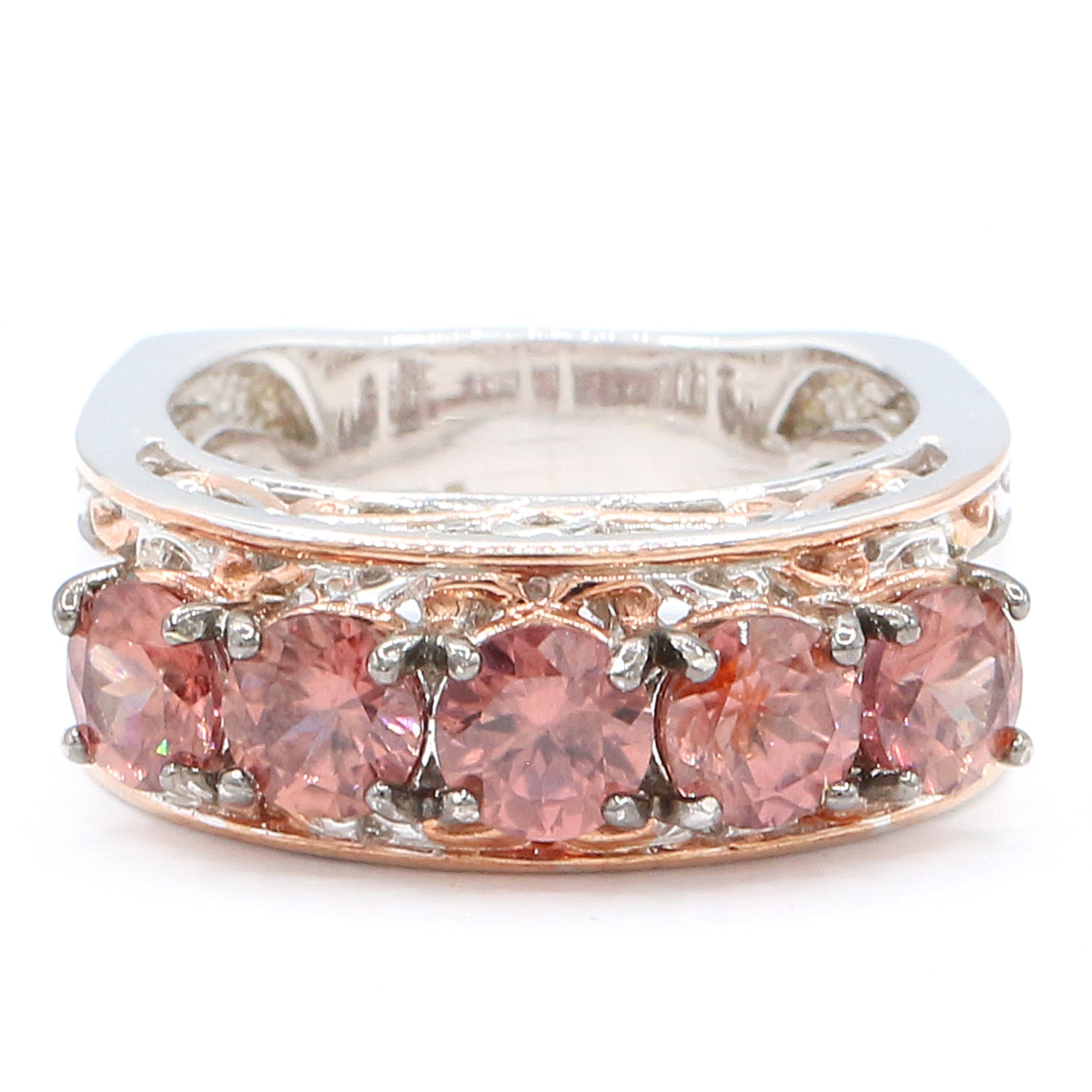 Gems en Vogue One-of-a-Kind 3.60ctw Rose Zircon Five Stone Band Ring