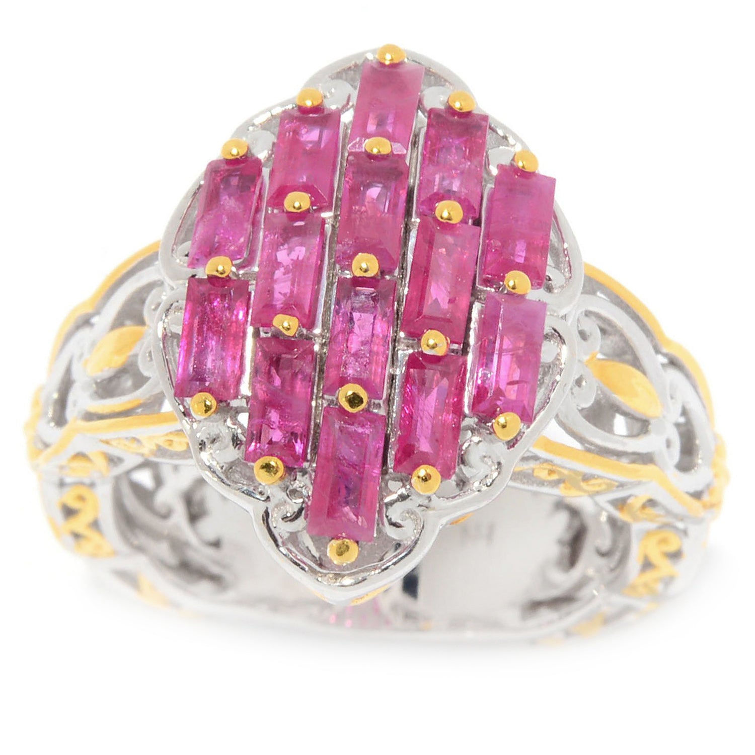 Gems en Vogue 2.38ctw Multi Baguette Cut Mozambique Ruby Ring