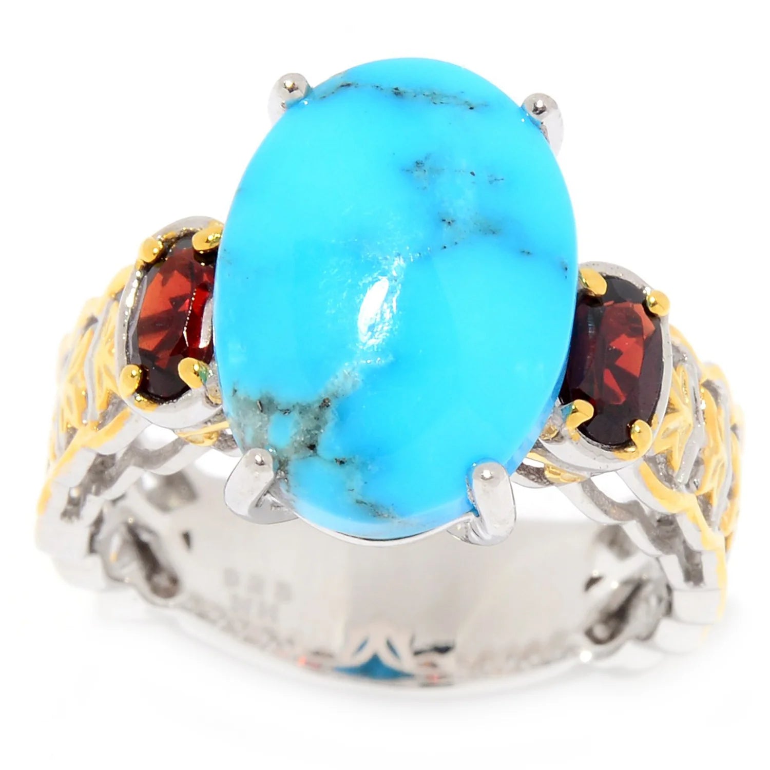 Gems en Vogue Kaolin Turquoise & Mozambique Garnet Ring