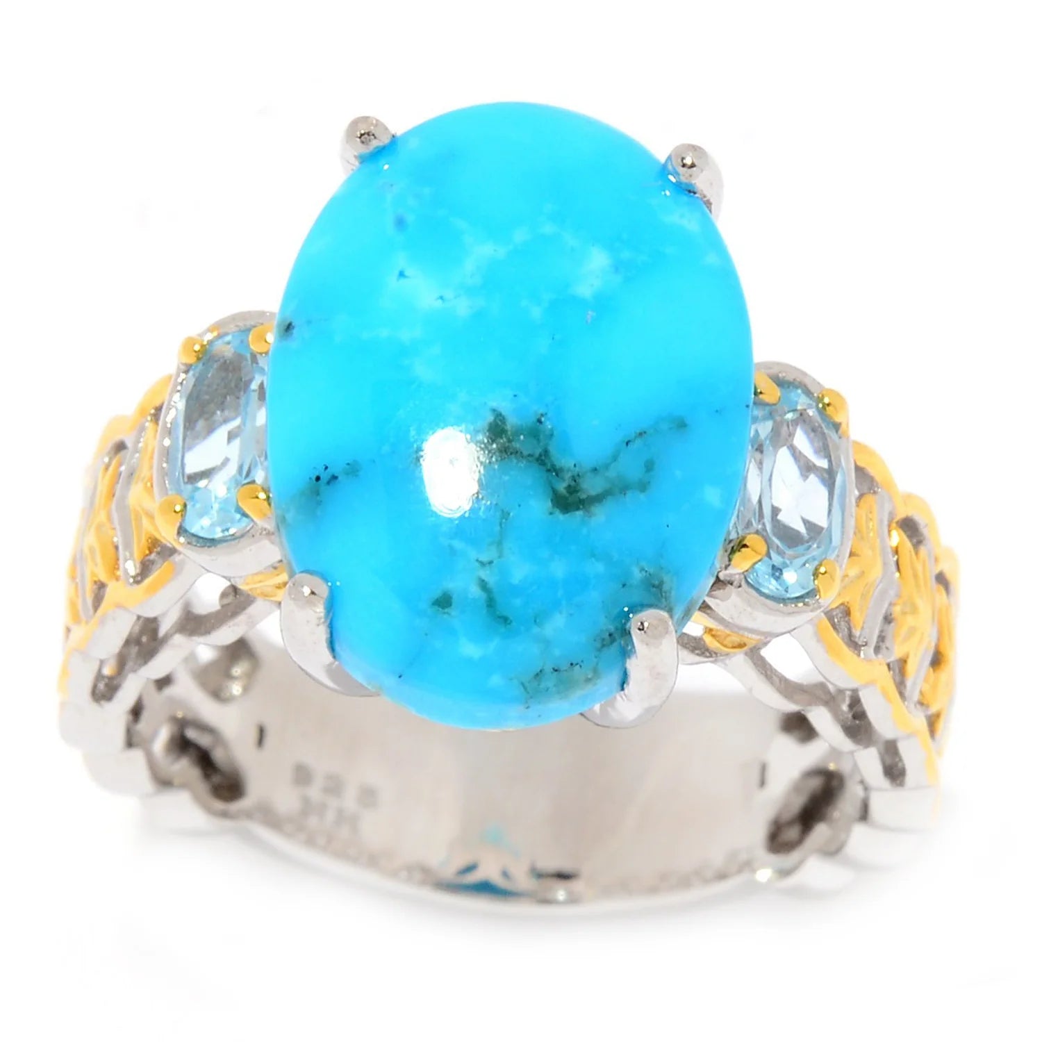 Gems en Vogue Kaolin Turquoise & Sky Blue Topaz Ring