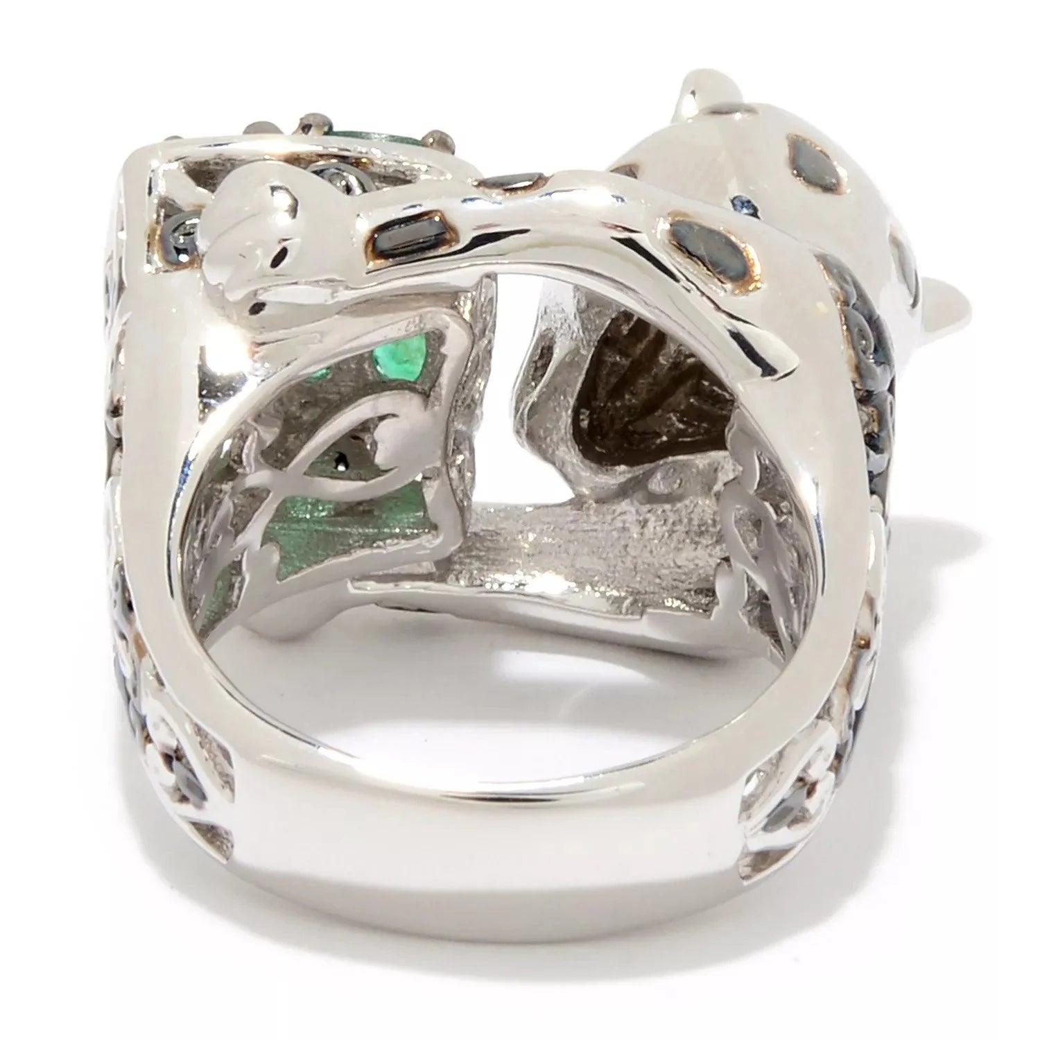 Gems en Vogue 1.04ctw Grizzly Emerald Panther Ring