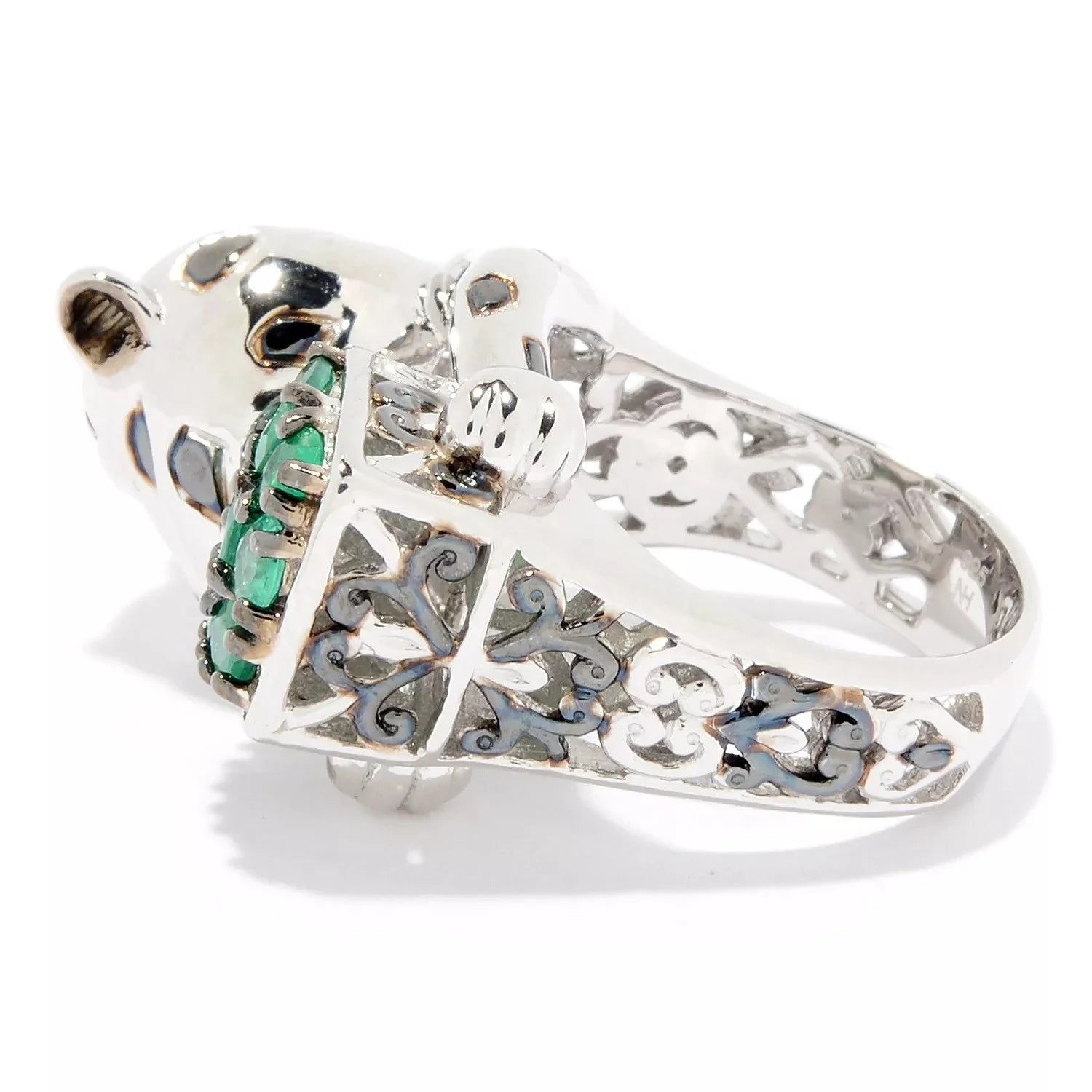 Gems en Vogue 1.04ctw Grizzly Emerald Panther Ring