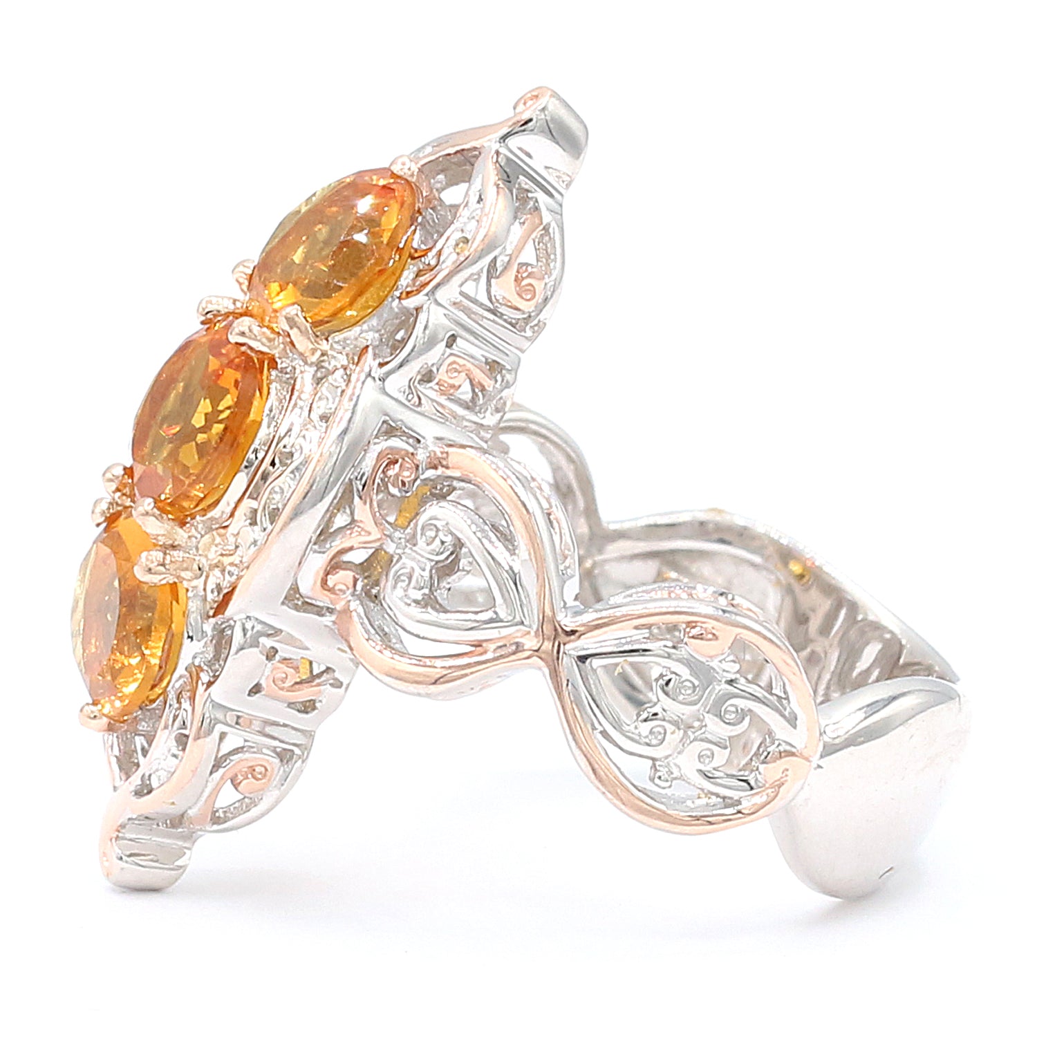 Gems en Vogue 1.94ctw Golden Citrine Three Stone Ring