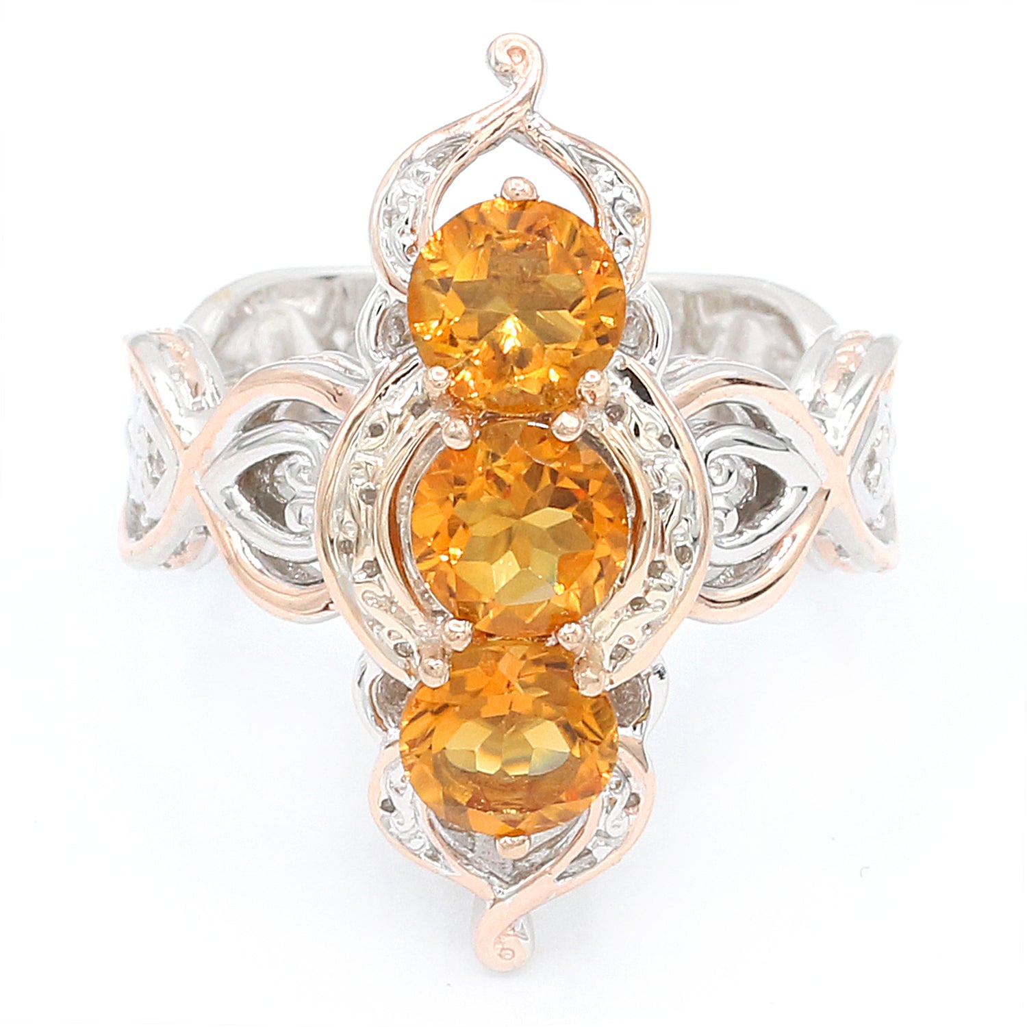 Gems en Vogue 1.94ctw Golden Citrine Three Stone Ring