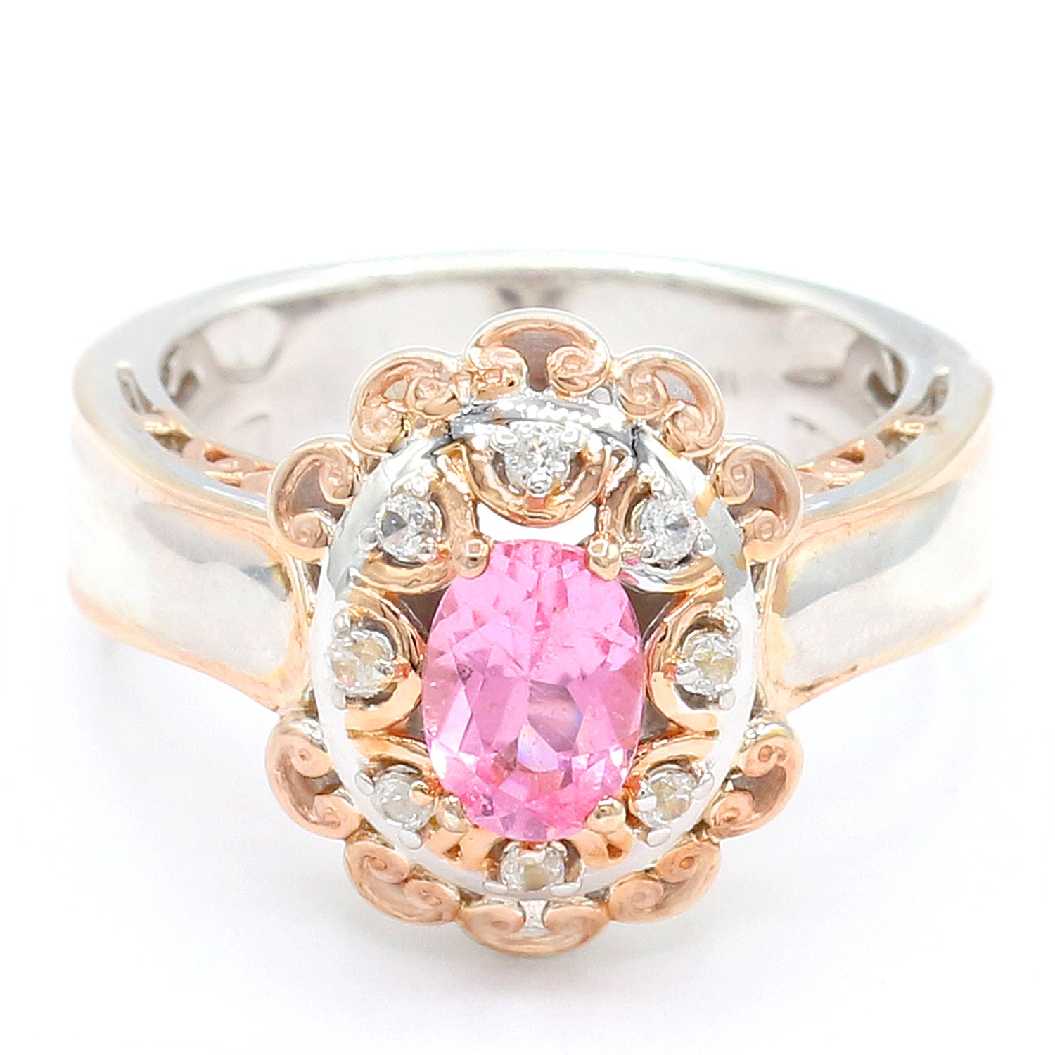 Gems en Vogue One-of-a-Kind 1.06ctw California Pink Tourmaline & White Zircon Ring