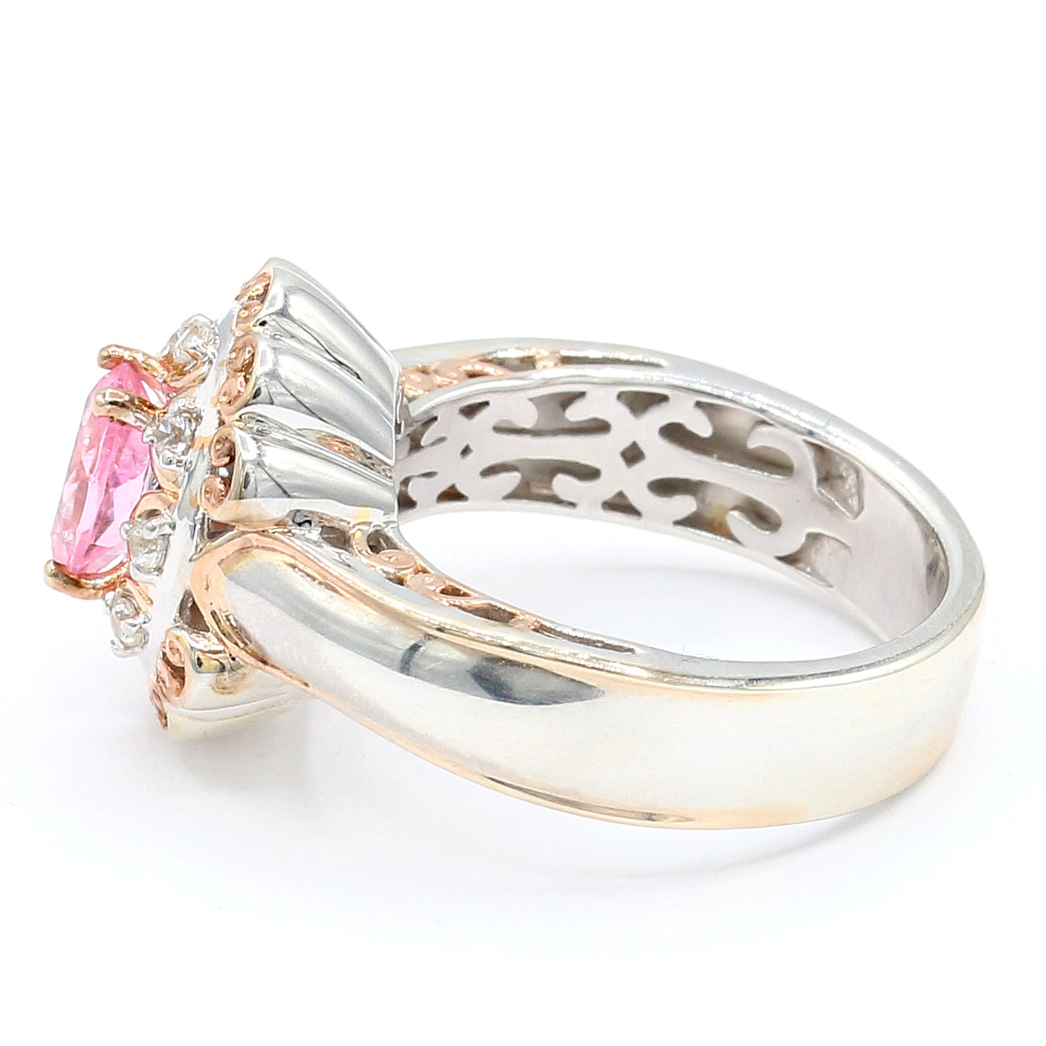 Gems en Vogue One-of-a-Kind 1.06ctw California Pink Tourmaline & White Zircon Ring