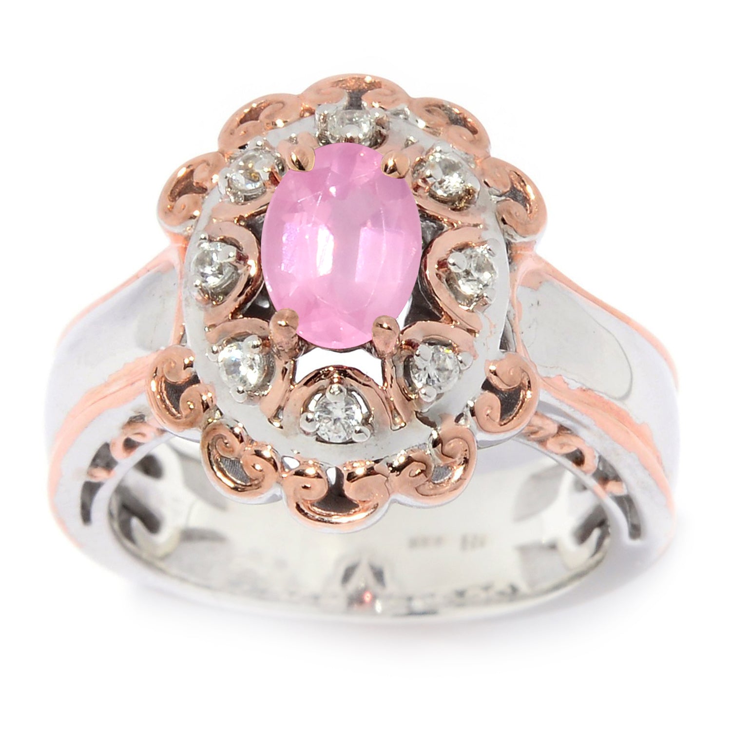 Gems en Vogue 1.00ctw Pink Spinel & White Zircon Ring