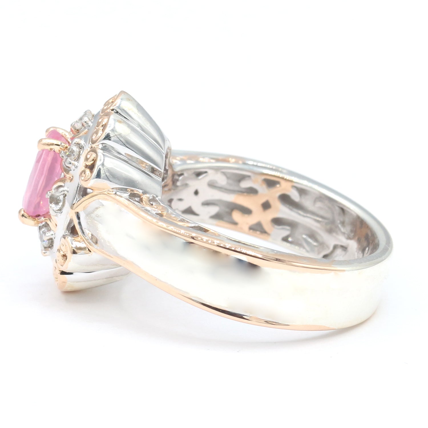Gems en Vogue 1.00ctw Pink Spinel & White Zircon Ring
