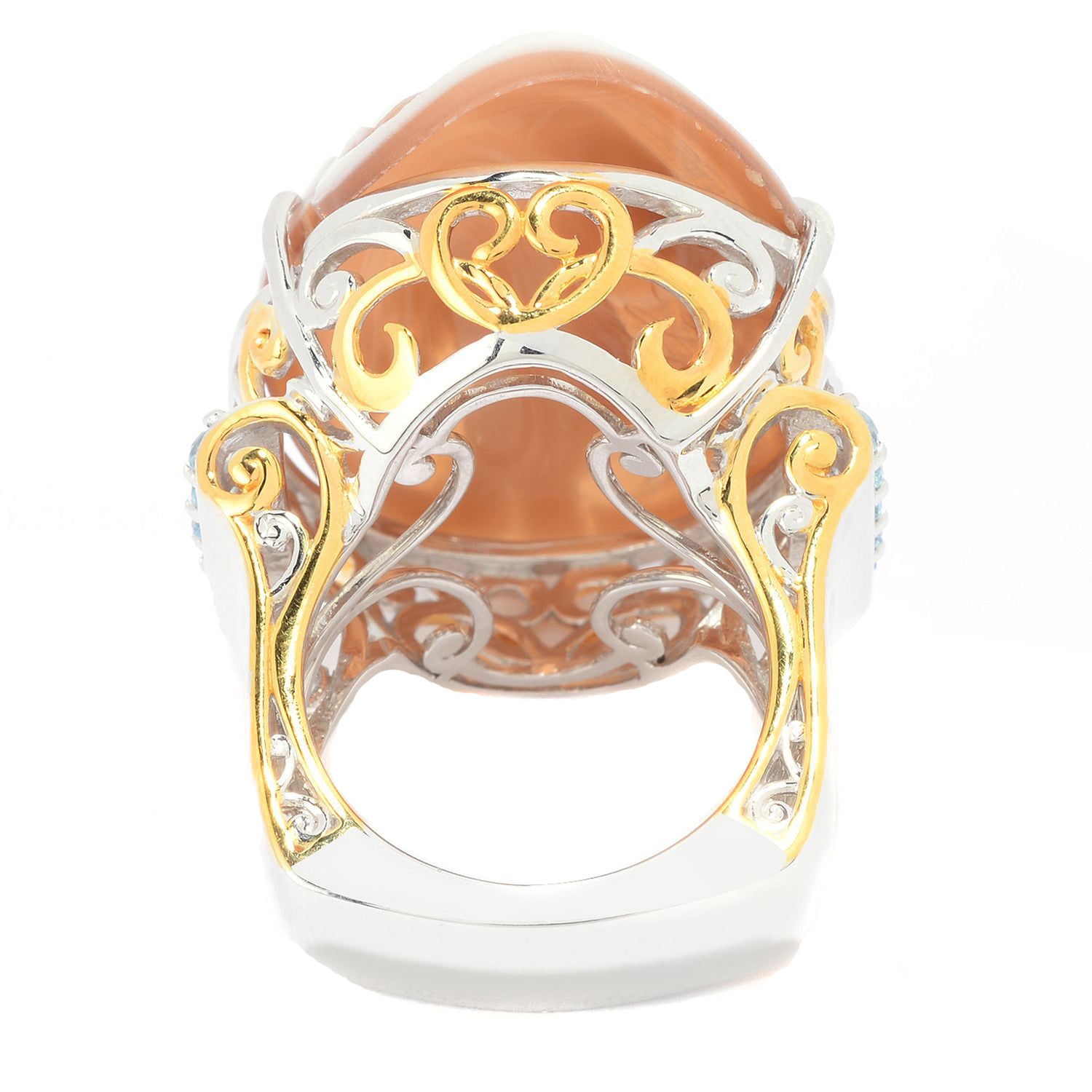 Gems en Vogue 15.40ctw High Relief Cameo & Sky Blue Topaz Cherub Ring