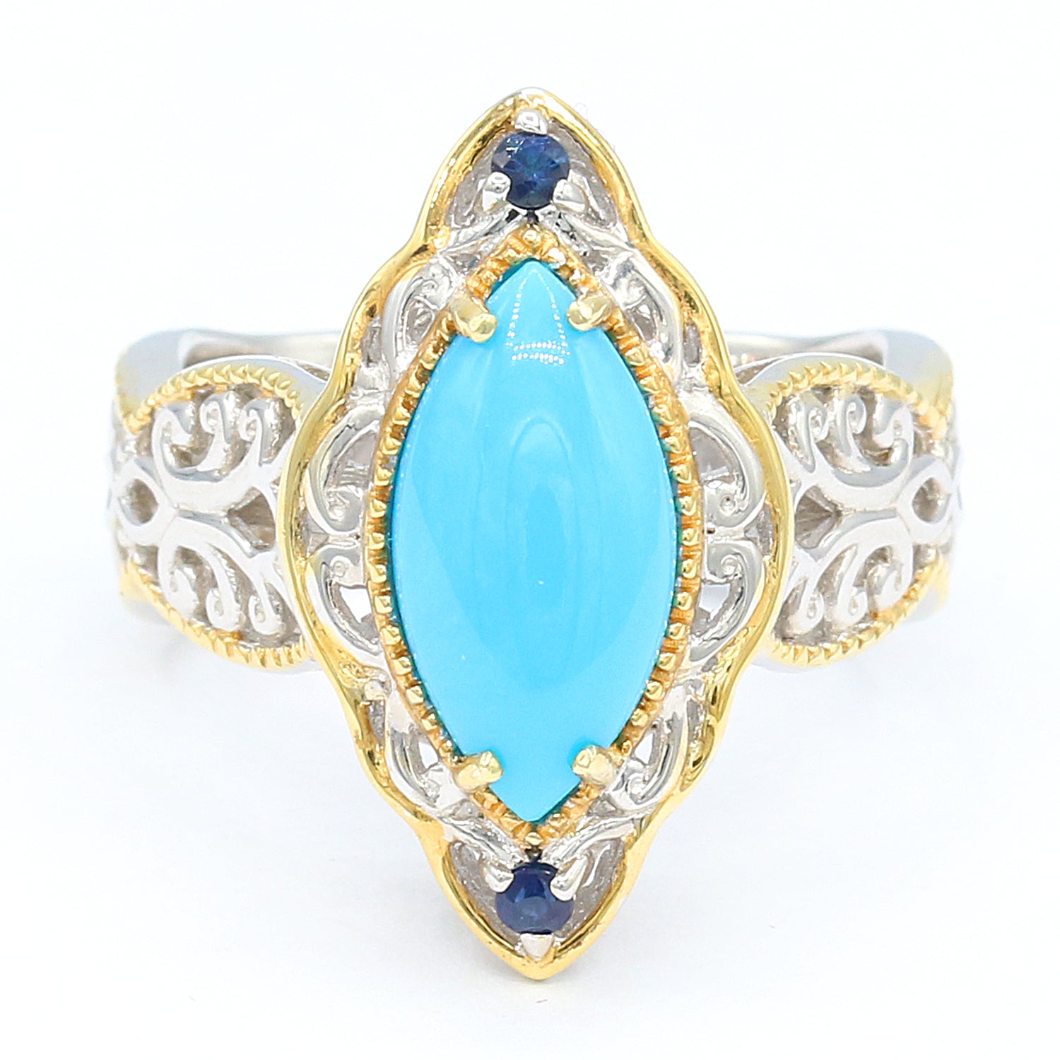 Gems en Vogue Marquise Kaolin Turquoise & Emerald Ring