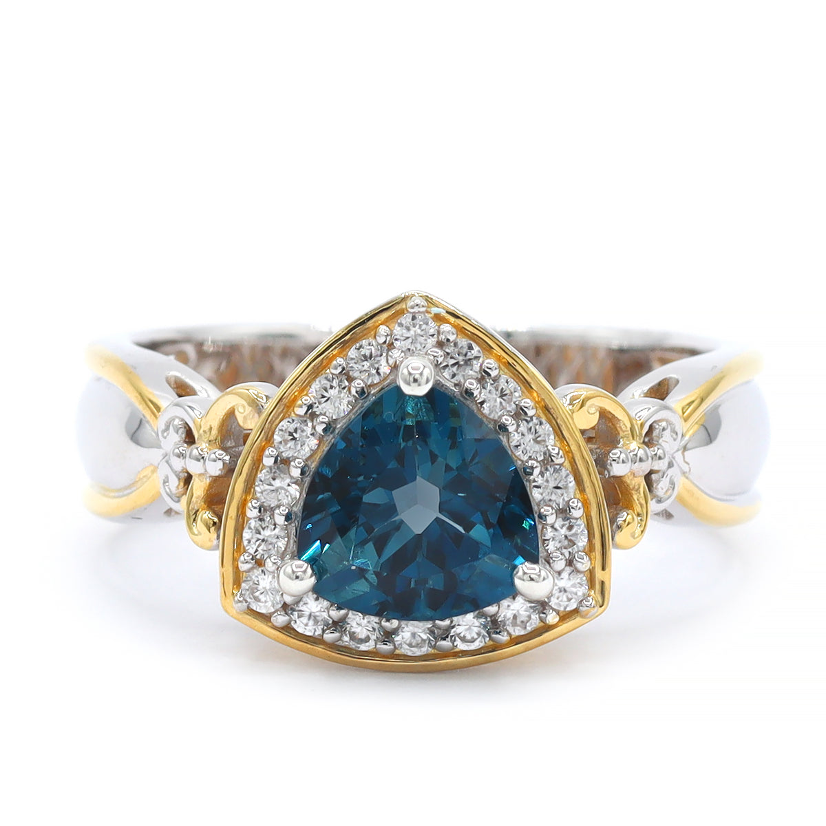 Gems en Vogue One-of-a-Kind 24K Palladium Silver 2.54ctw London Blue Topaz & White Zircon Halo Ring