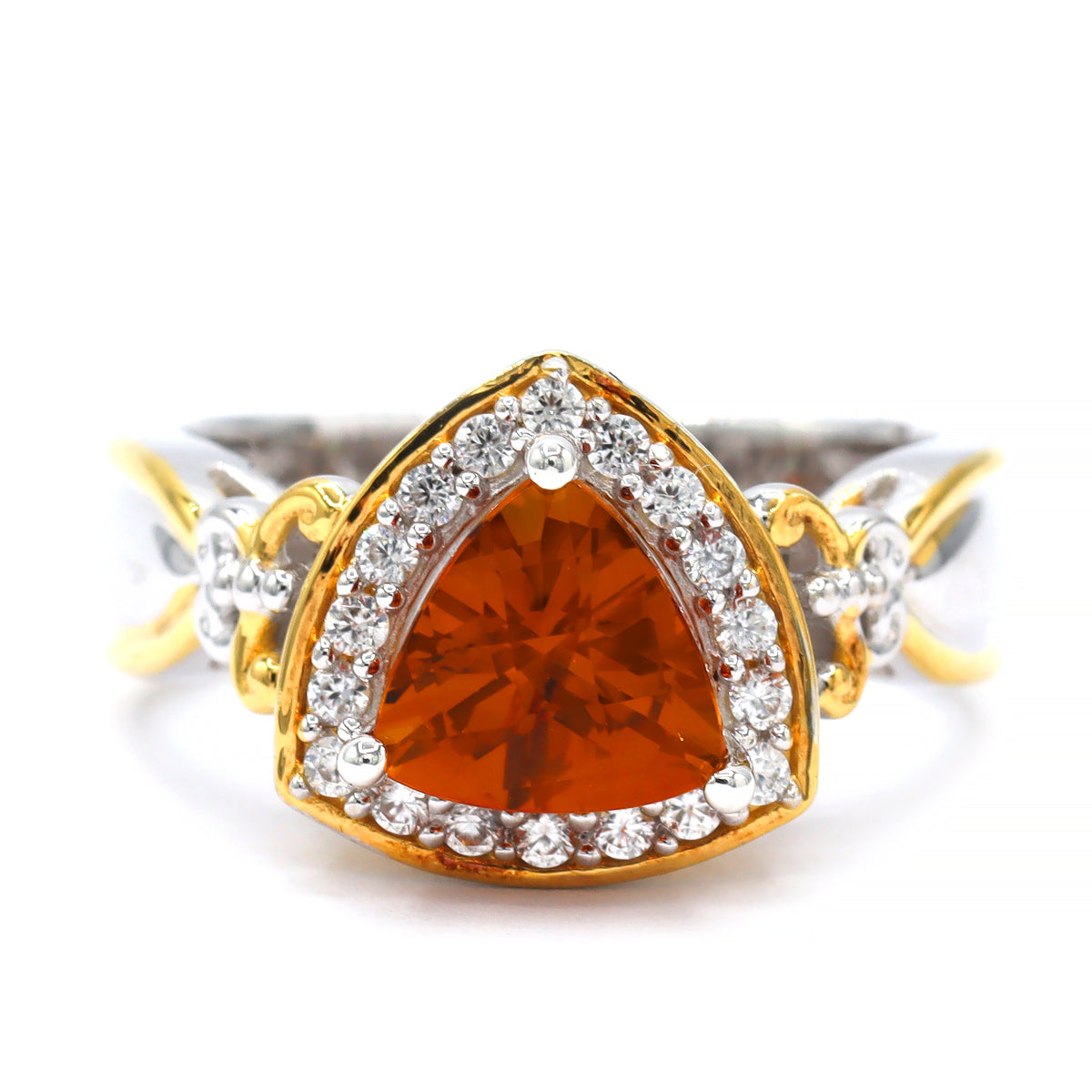 Gems en Vogue One-of-a-Kind 24K Palladium Silver 2.09ctw Madeira Citrine & White Zircon Halo Ring
