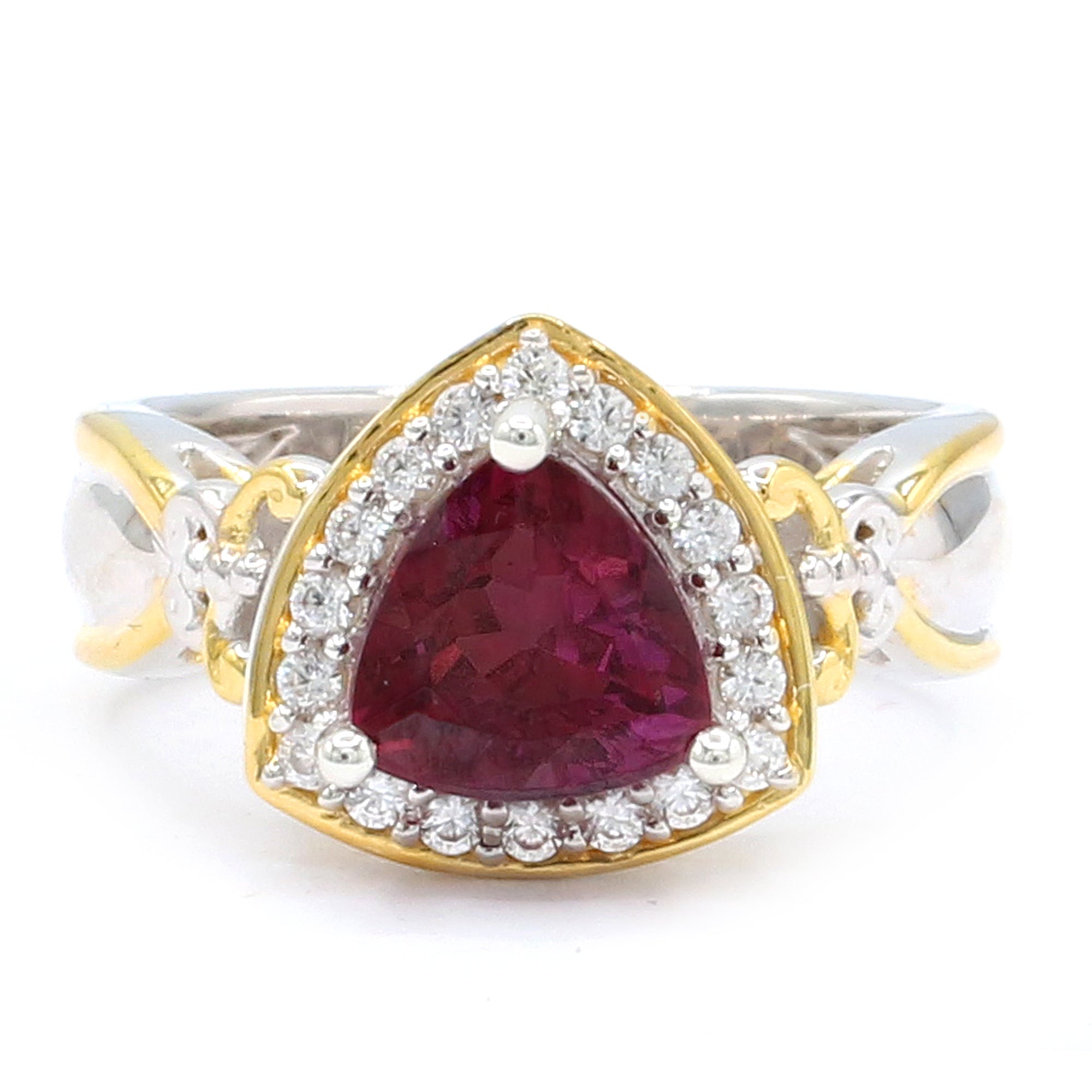 Bague Gems en Vogue en argent plaqué palladium 24 carats, grenat hessonite et zircon blanc de 6,73 carats