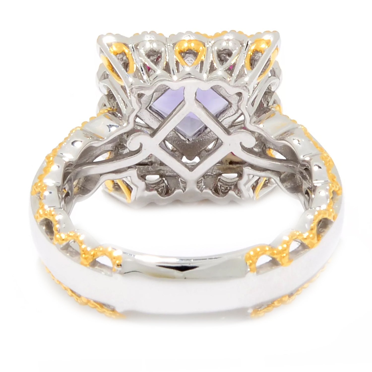 Gems en Vogue 2.40ctw Princess Cut Blue Amethyst & Blue Sapphire or Ruby Ring