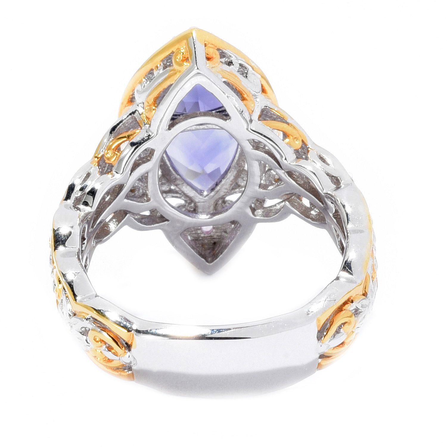 Gems en Vogue 2.14ctw Trillion Blue Amethyst & Pink Sapphire Ring