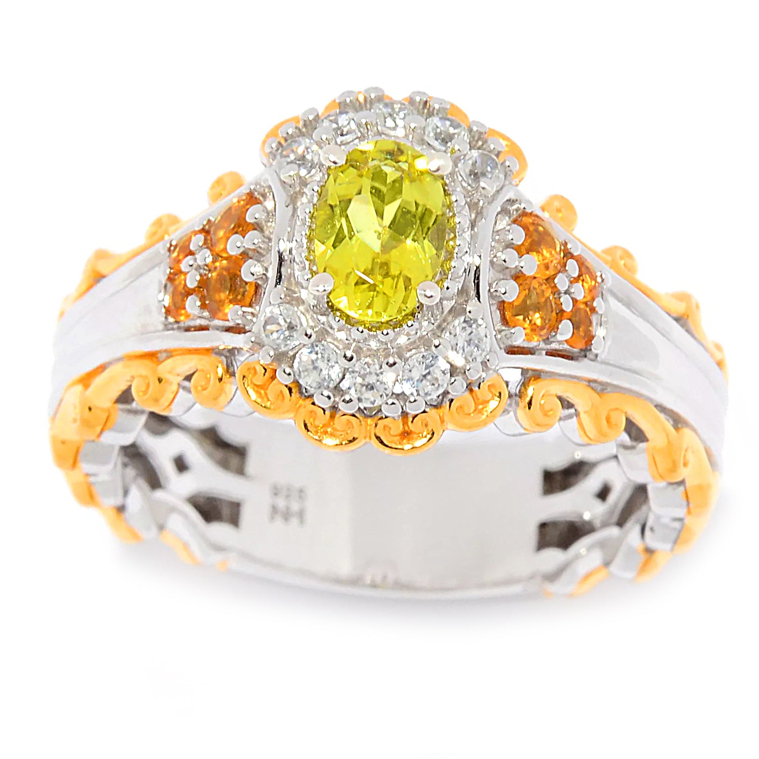 Gems en Vogue 0.90ctw Lemon Tourmaline, Citrine & White Zircon Ring