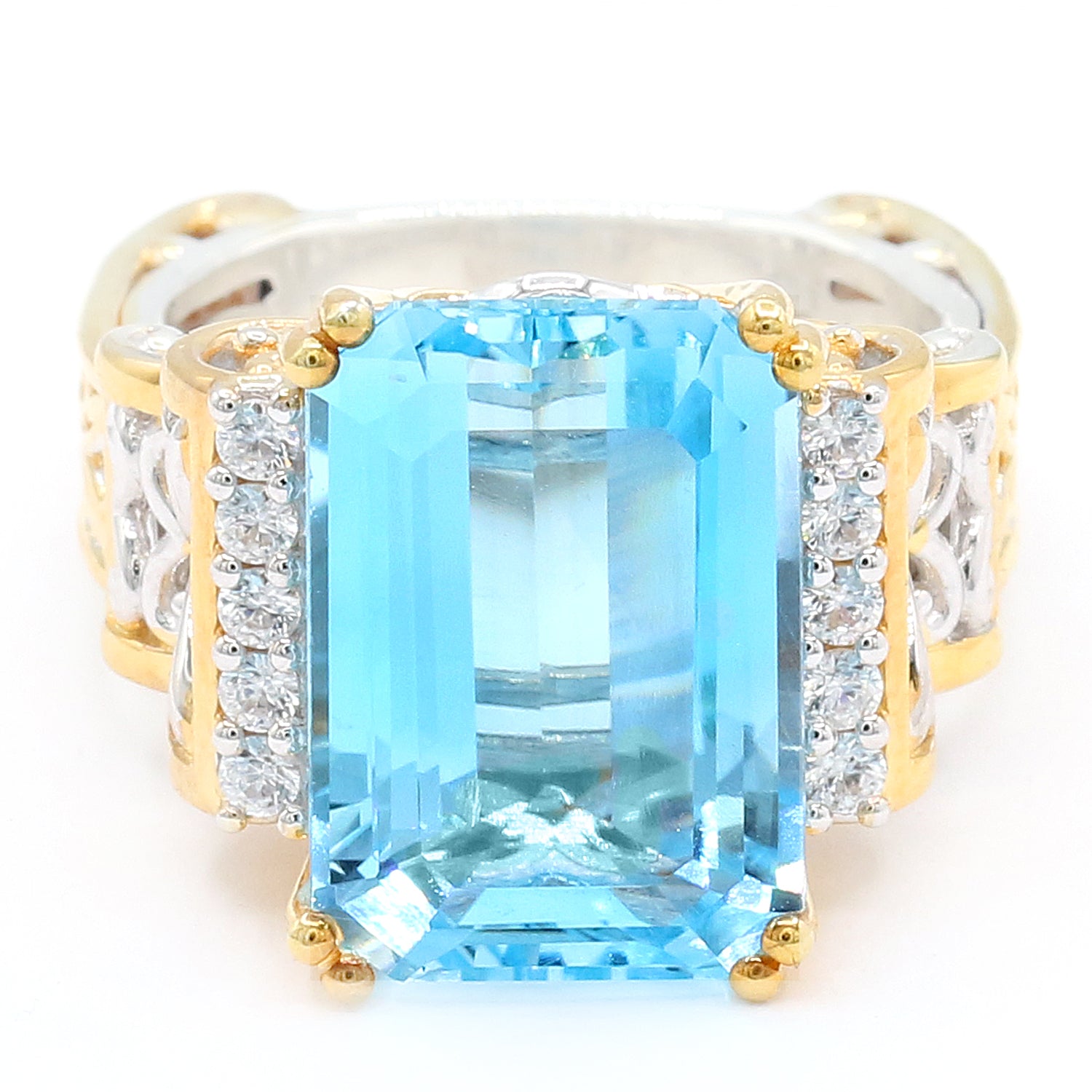 Gems en Vogue 15.90ctw Sky Blue Topaz & White Zircon Ring
