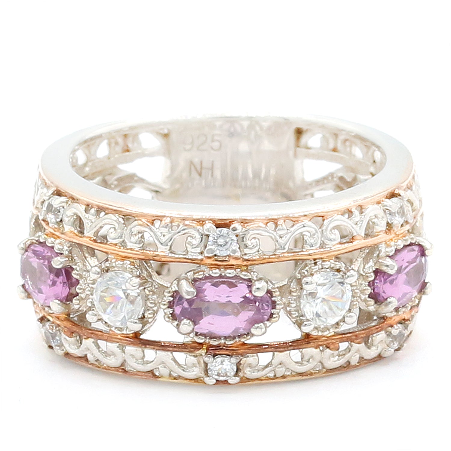 Gems en Vogue 1.27ctw Pink Spinel & White Zircon Band Ring