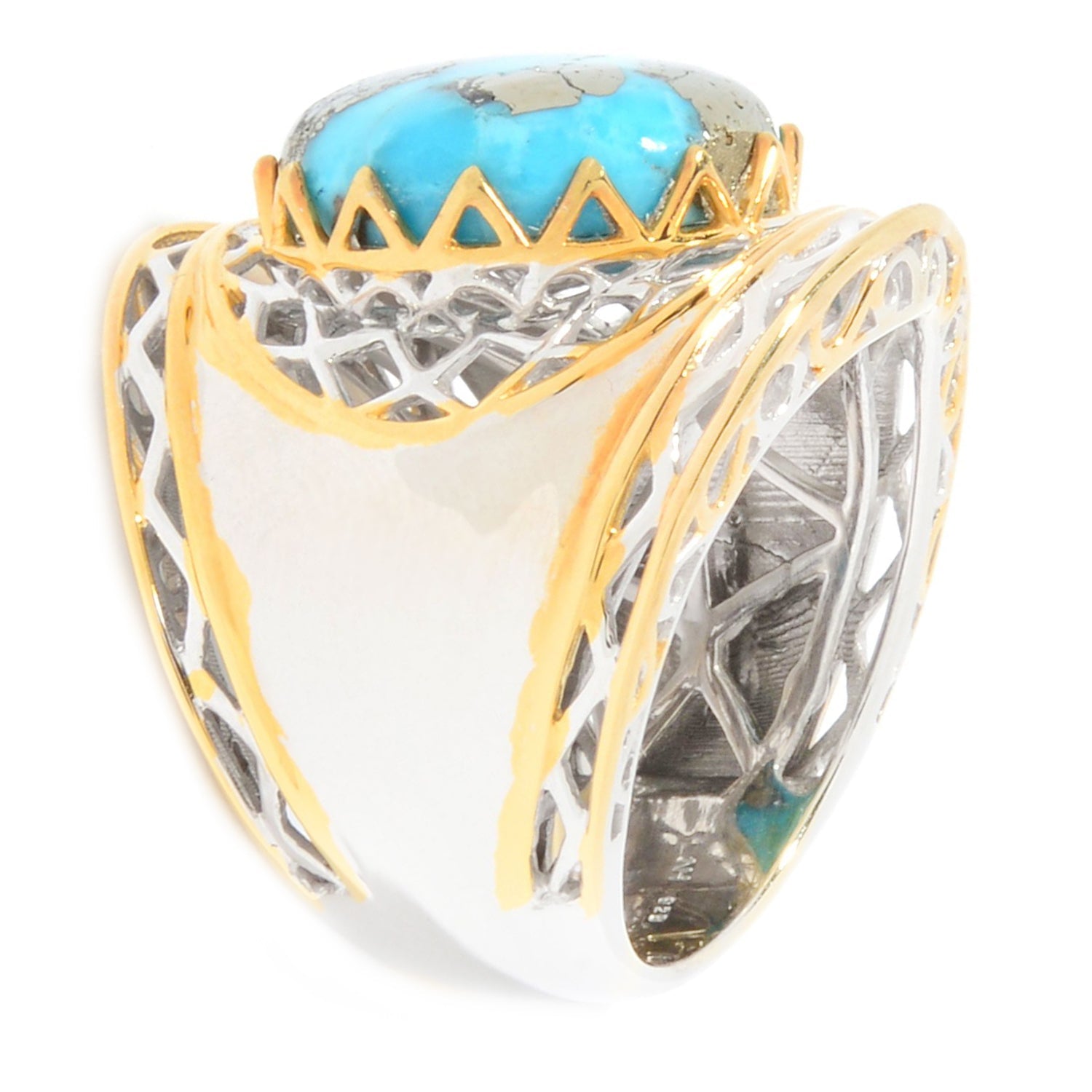 Gems en Vogue Round Pyrite Turquoise Ring