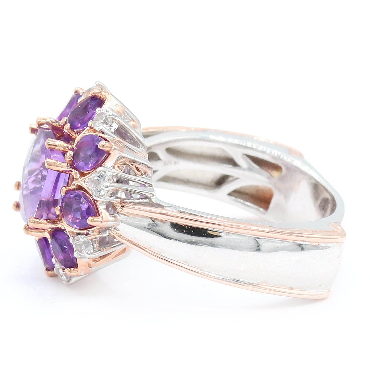 Gems en Vogue 3.63ctw African Amethyst & White Zircon Ring